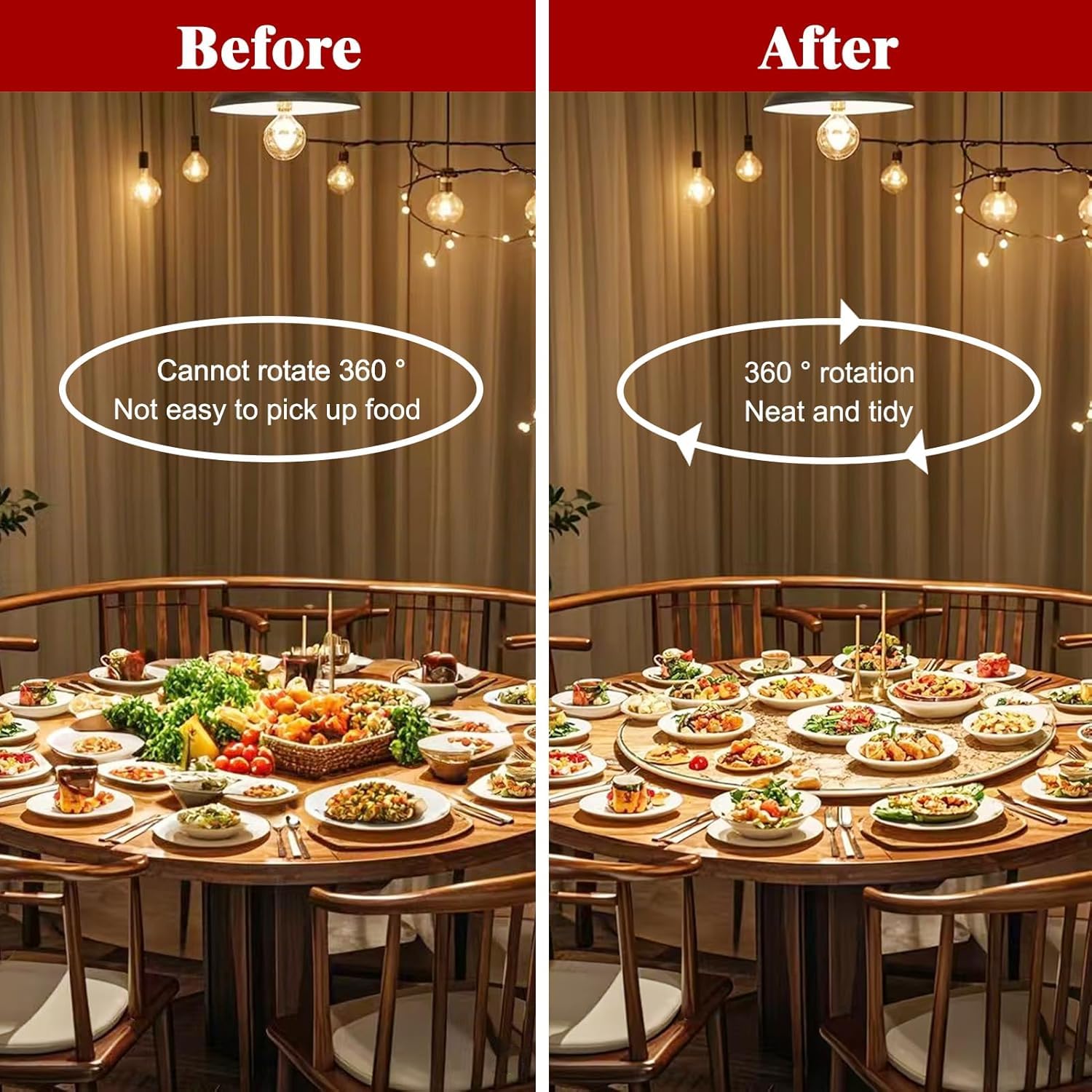 Lazy Susan giradischi, lega di alluminio rotondo tavolo da pranzo girevole liscio per tavolo che serve esposizioni fieristiche