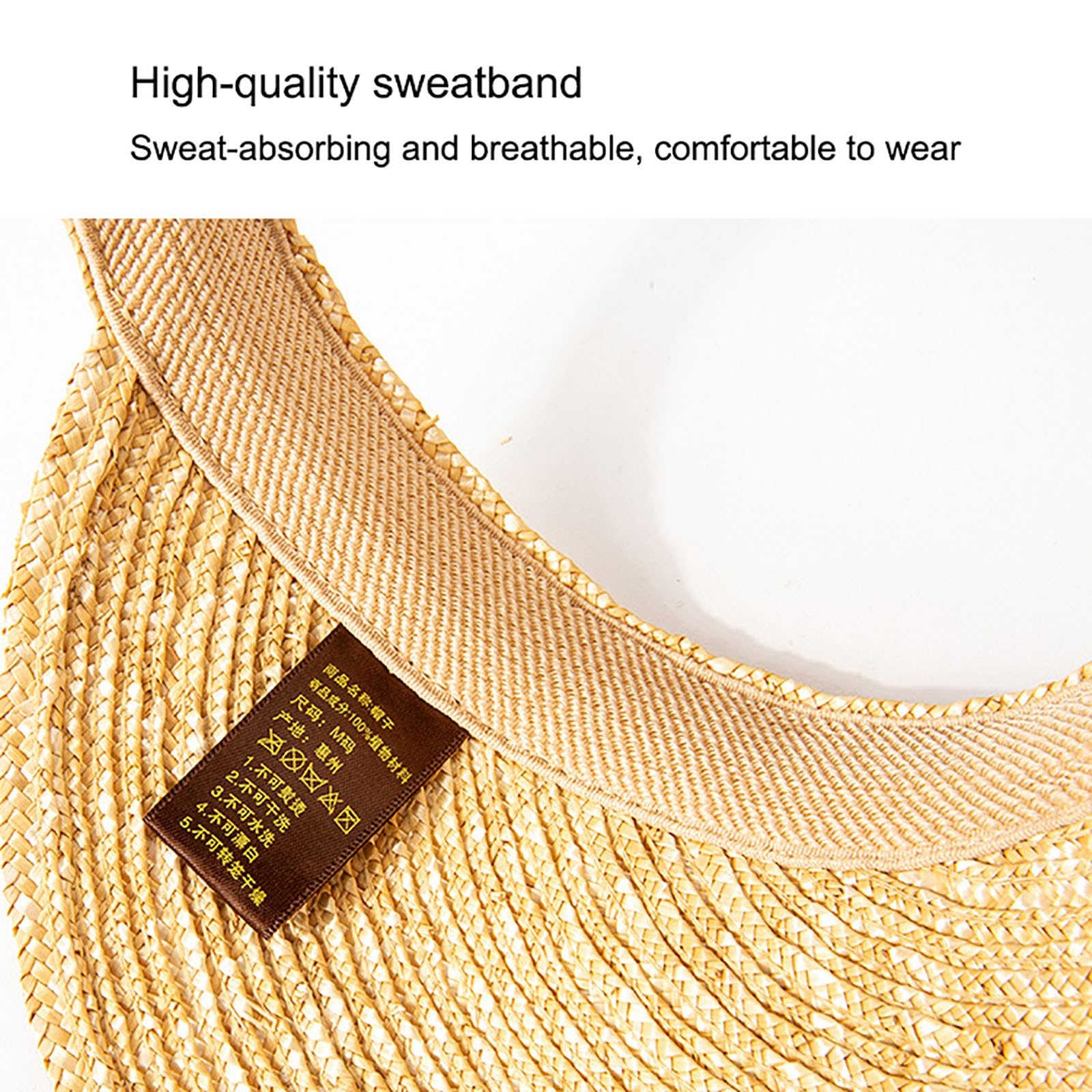 Sombrero De Paja De Verano con Visores para Mujer, Sombrero De Paja De ala Ancha con Visera para El Sol, Sombrero Ponytail Protección Visera Ancha, Visera De Playa