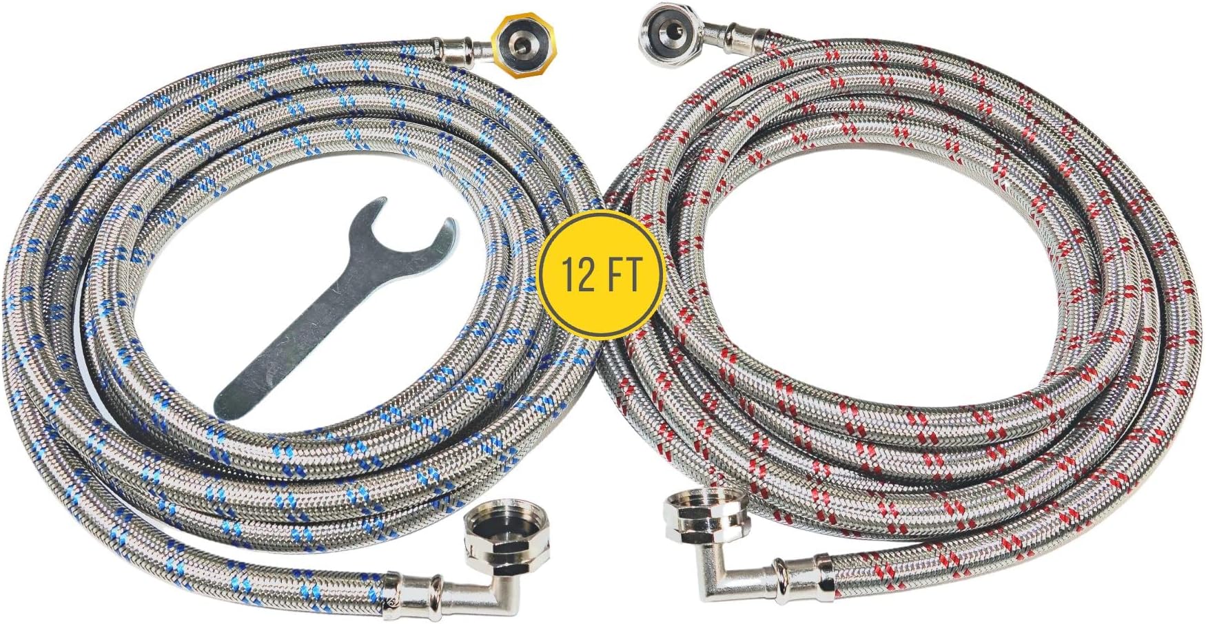 Washing Machine Hoses (4 FT) Double 90° Elbow to Fit