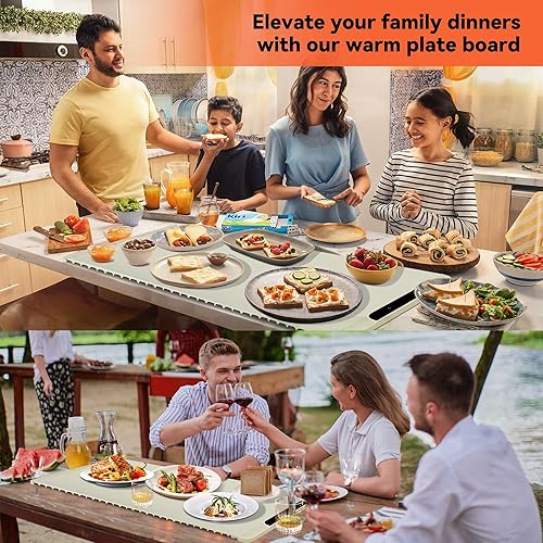 Miniatura 8 de Tapete de calentamiento de alimentos  Bandeja eléctrica de silicona de calentamiento ultrarrápido con 6 modos, rango de 95  a 212 , hoja de