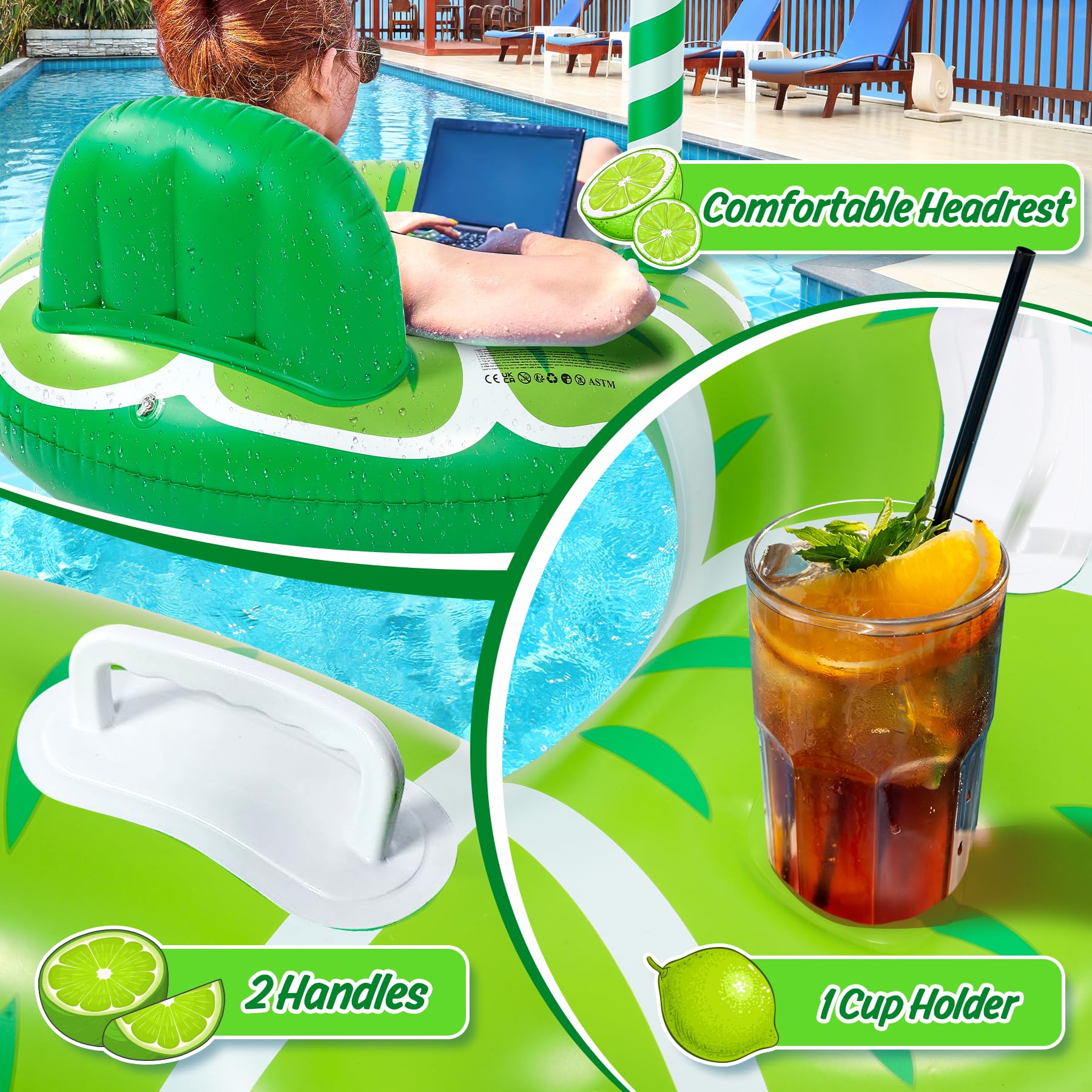 COOLJOYA Lettino da Piscina Gonfiabile Adulti Galleggiante Staccabile