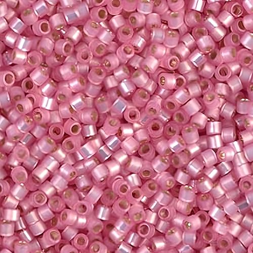 Miyuki Delica Seed Beads 110 - Alabastro rosa con forro plateado DB625 - 0.25 oz por Miyuki