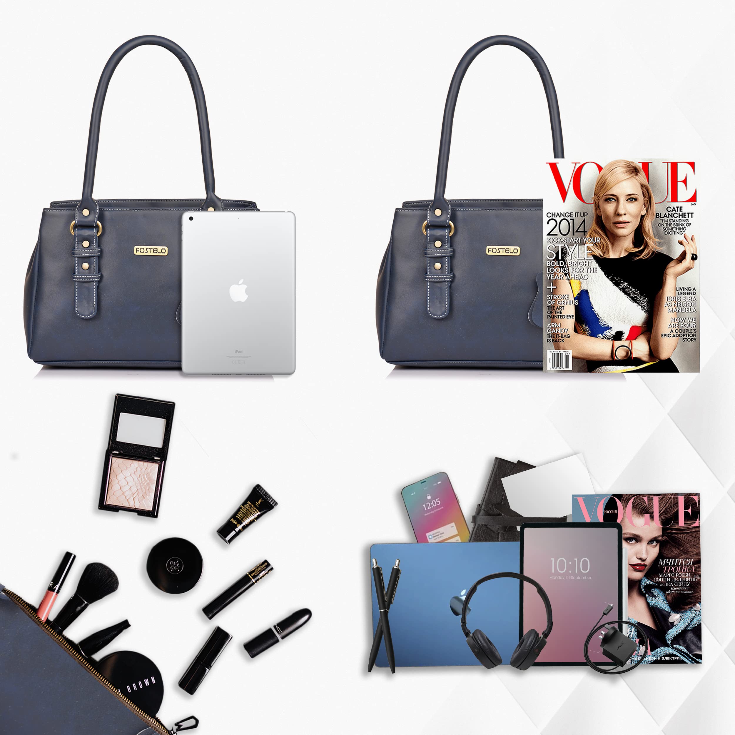 Fostelo Women's Riverside Satchel Tote Handbag for Women | Ladies Purse | Stylish Shoulder Bag | Gift For Women | Blue 2