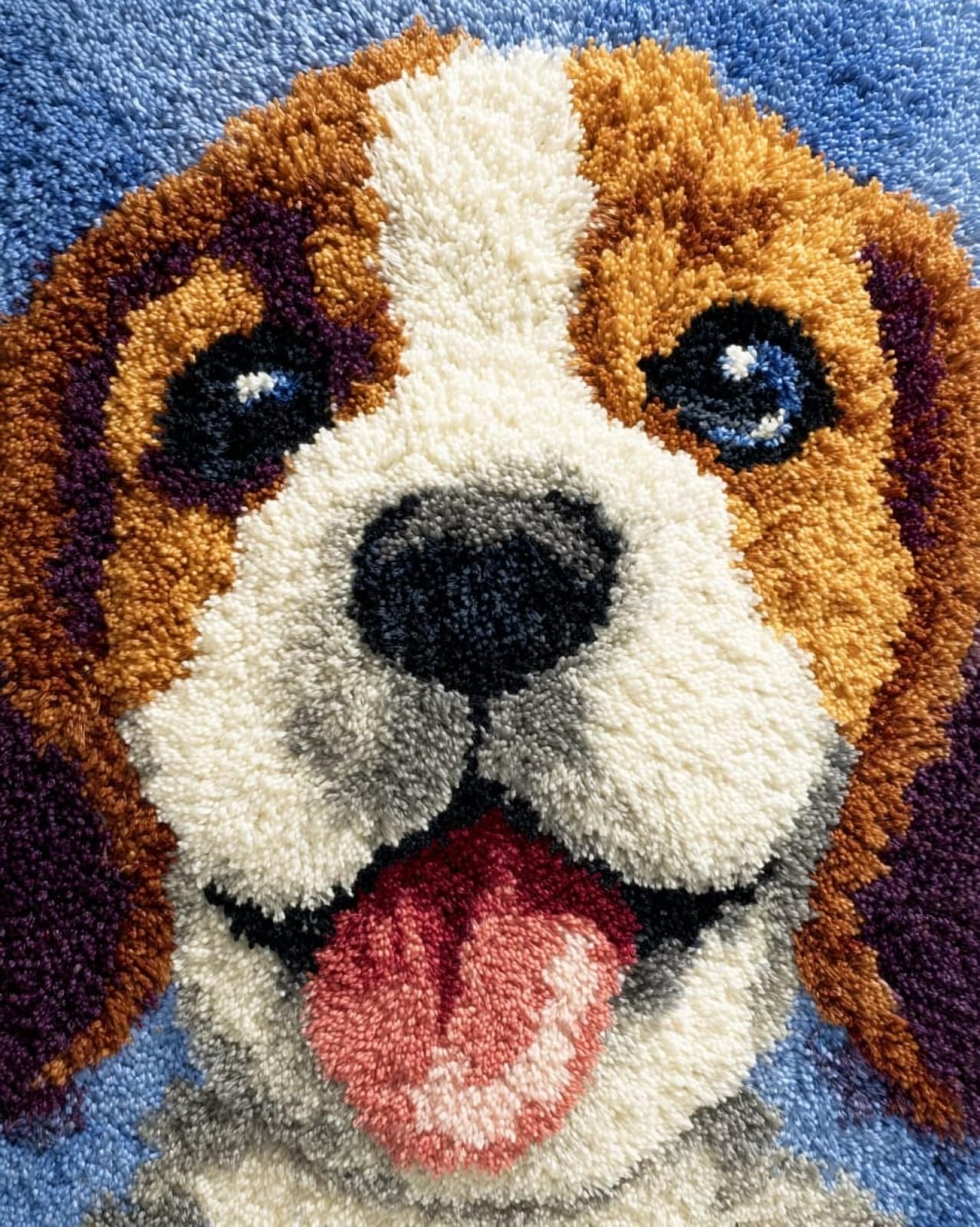 Wallphantom Rug Making Kit for Adults Beginners,Smiling Beagle,Latch Hook Cushion Kits,Carpet Embroidery Needlework Crocheting,Tapestry for Home Decoration,80x115cm