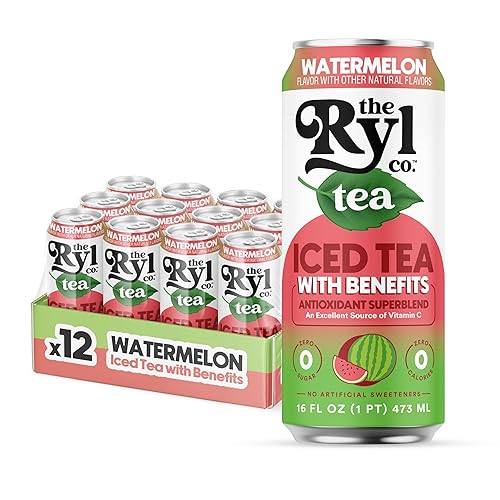 Ryl Iced Tea, Watermelon, Antioxidant Superblend, Zero Sugar, Low Carb, Zero Calorie Iced Tea, 16.0 Fl Oz (12-Pack) - Watermelon - 12 Pack (16oz)