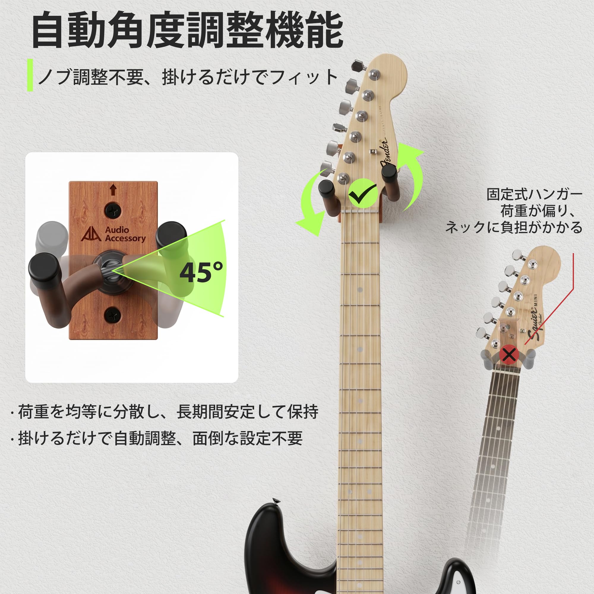 Amazon.co.jp: AA AUDIO ACCESSORY ギターハンガー 壁掛け ニトロ