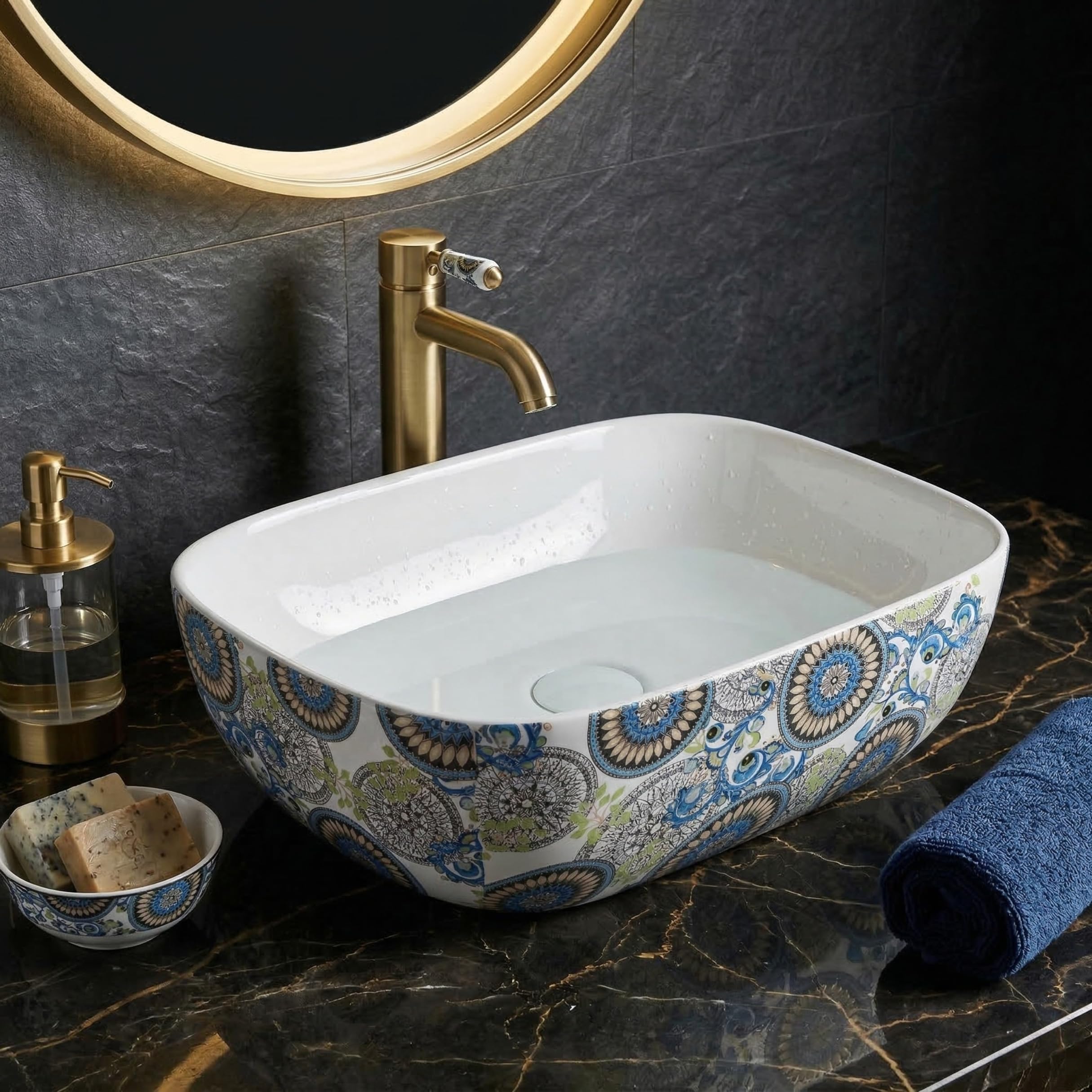 Reyal Ceramic Wash Basin - Modern Vessel Sink -13