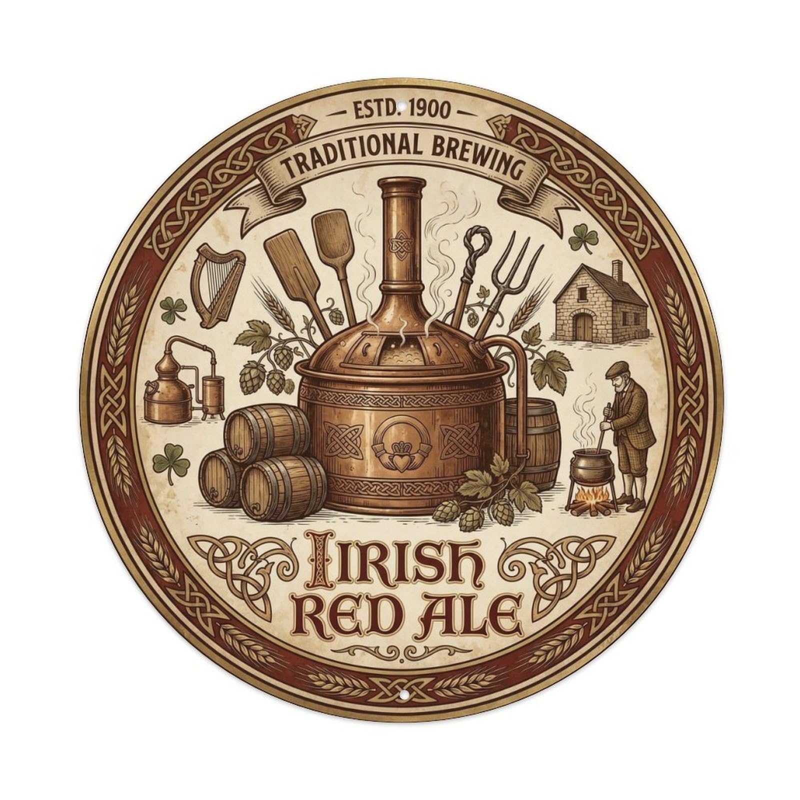 Irish Red Ale Beer Cellar Brew Traditional Foam Mug Metal Tin Sign