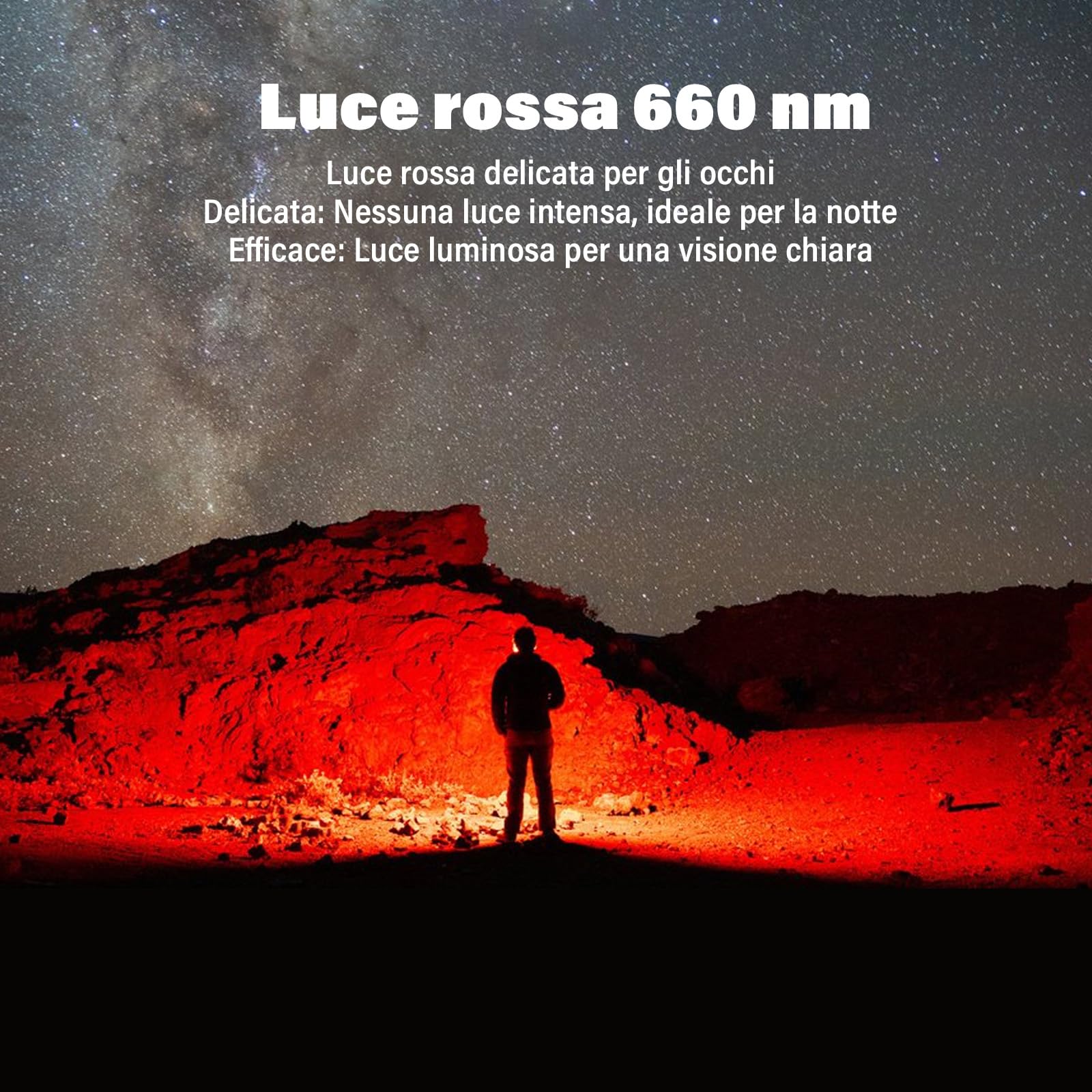 Sofirn H35R - Lampada frontale ricaricabile a LED, super luminosa, con 1500 lumen, 5 modalità di luce rossa e bianca, ricarica USBC, lampada frontale impermeabile IP68, con lunga autonomia per il