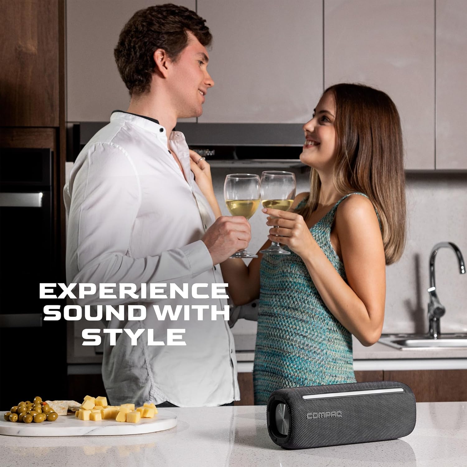 Compaq 24W Bluetooth Speaker – Portable Speaker with Bluetooth 5.0, IPX6 Waterproof, Uninterrupted Playtime, LED – Power and Performance for Indoor and Outdoor