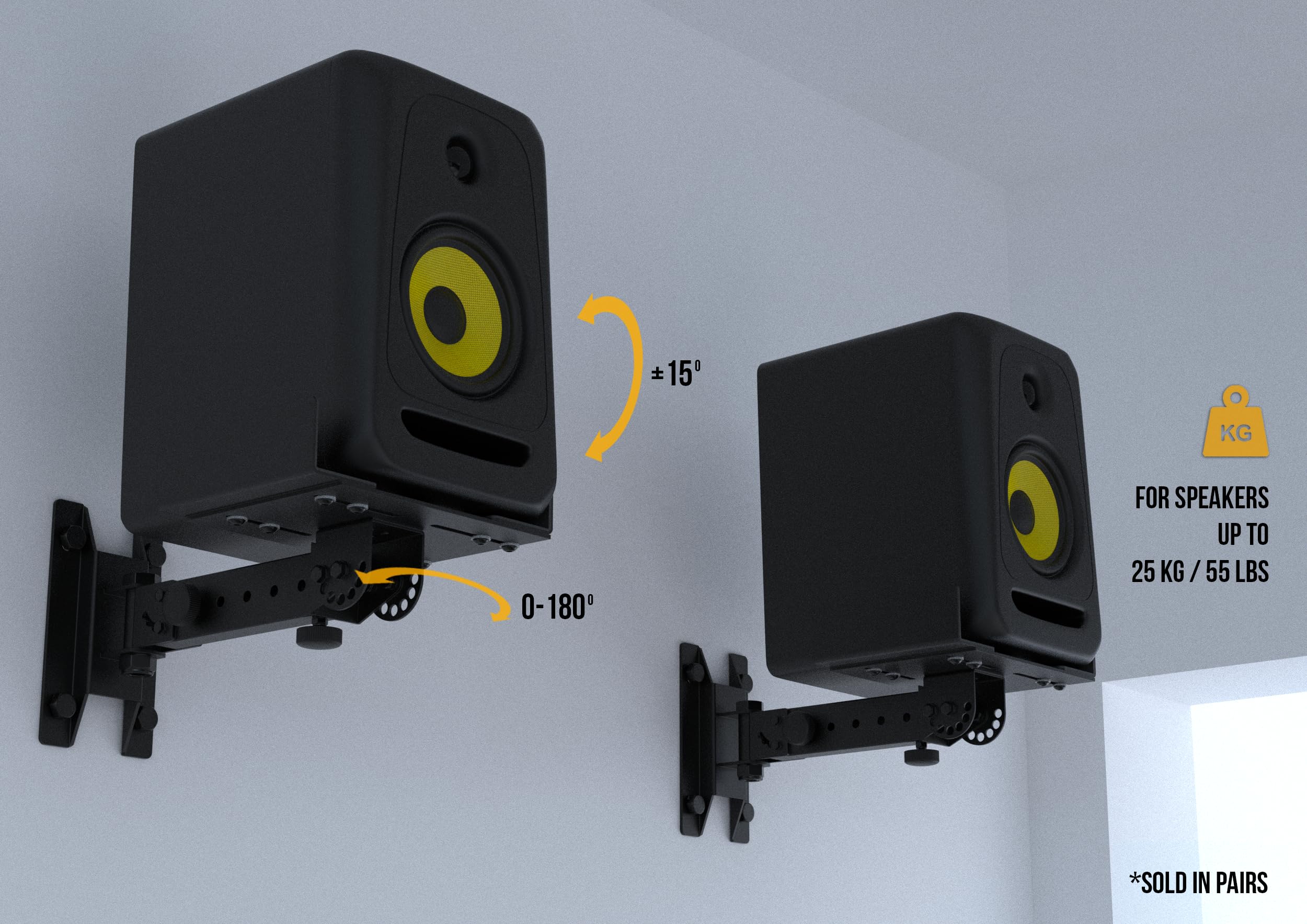 Audibax Neo STMW 1S Soportes de Pared para Monitor Estudio y Altavoz (Pareja)