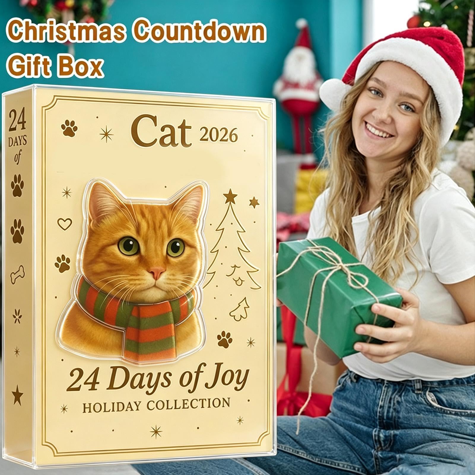 Conto alla rovescia per Natale Calendario 2D Acrilico Gatto Decorazioni