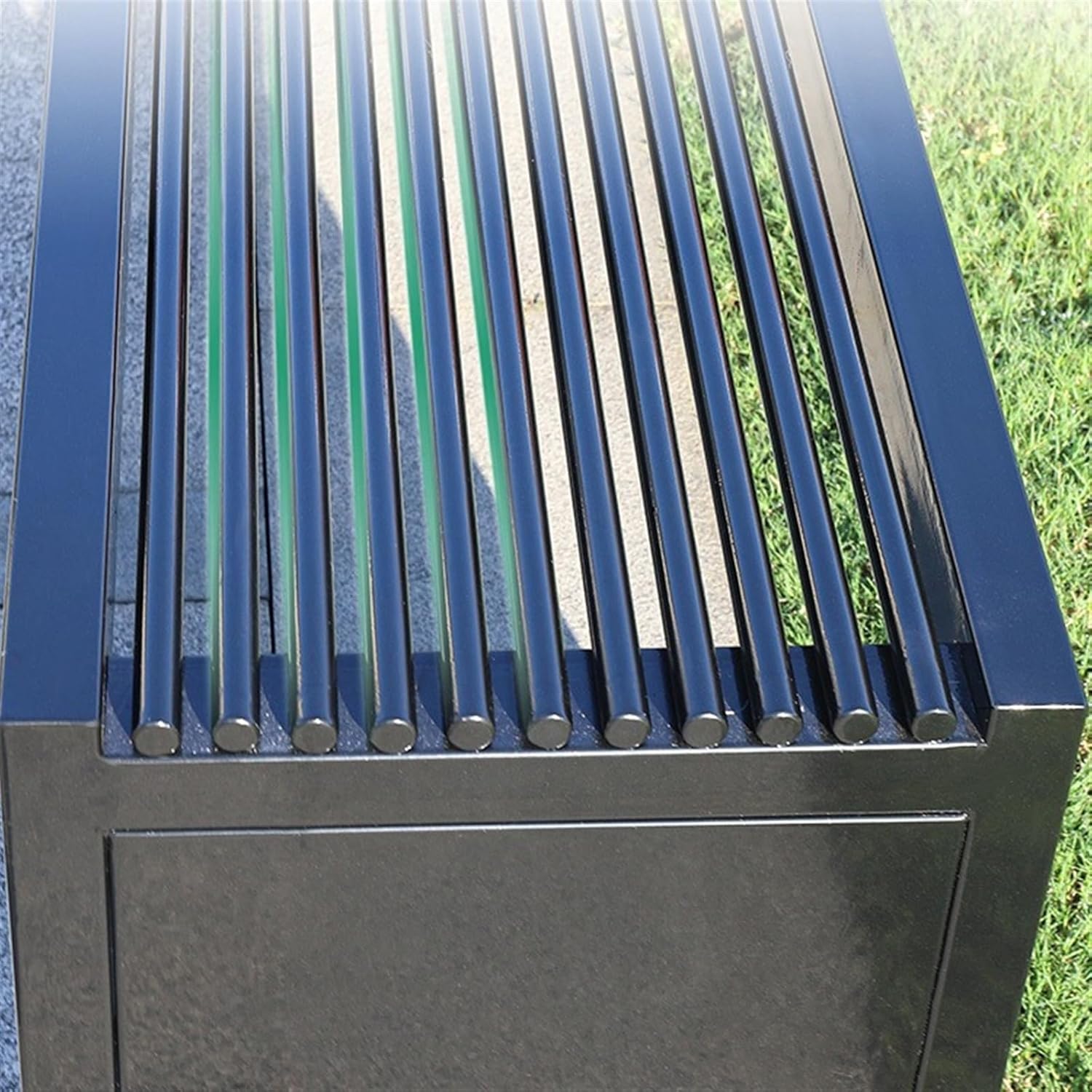 Garden Bench 59.2/70.8" Outdoor Bench Backless, Black Spray Metal Park Bench, Steel Structure Legs and Round Tube Seats, Easy to Install Outdoor Bench (Size : 180x42x42cm)