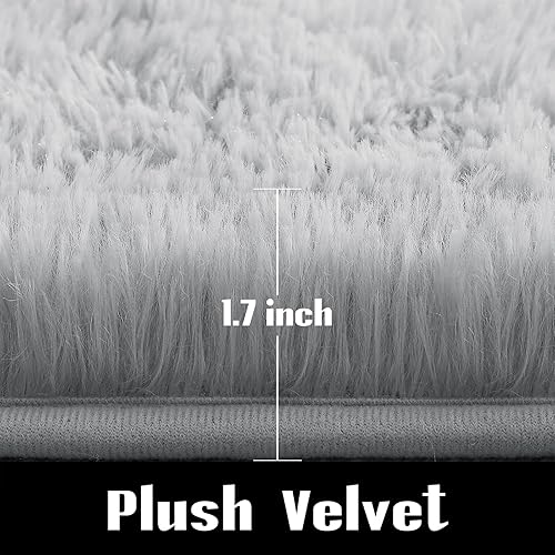 Miniatura 7 de Jelymark Alfombra lanuda súper suave para dormitorio, alfombra mullida de 6 x 9 pulgadas para sala de estar, alfombra de felpa mullida para