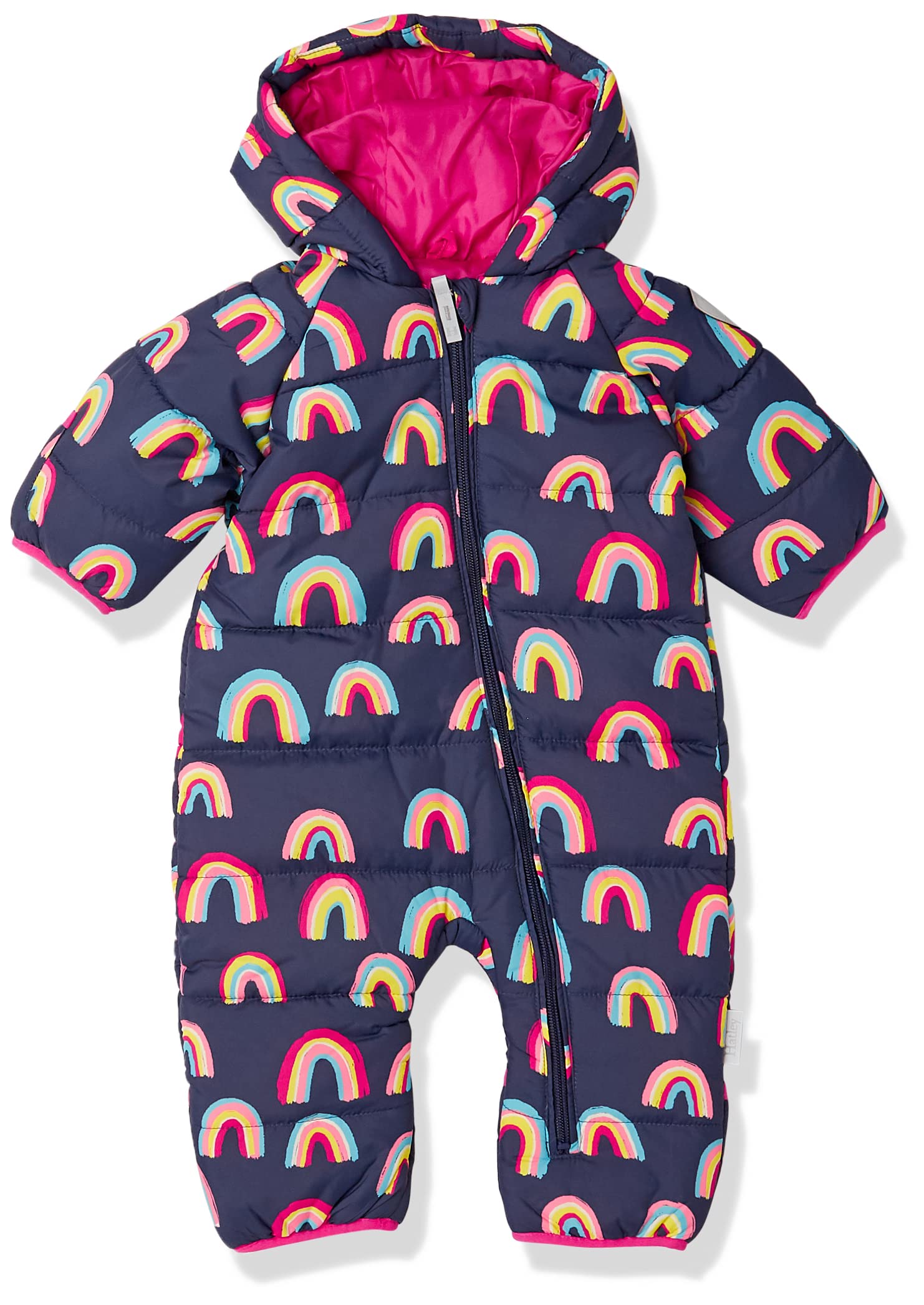 Hatley Baby Girls' Winter Bundler Toddler Down Alternative Jacket, Vibrant Rainbows, 9-12 Months