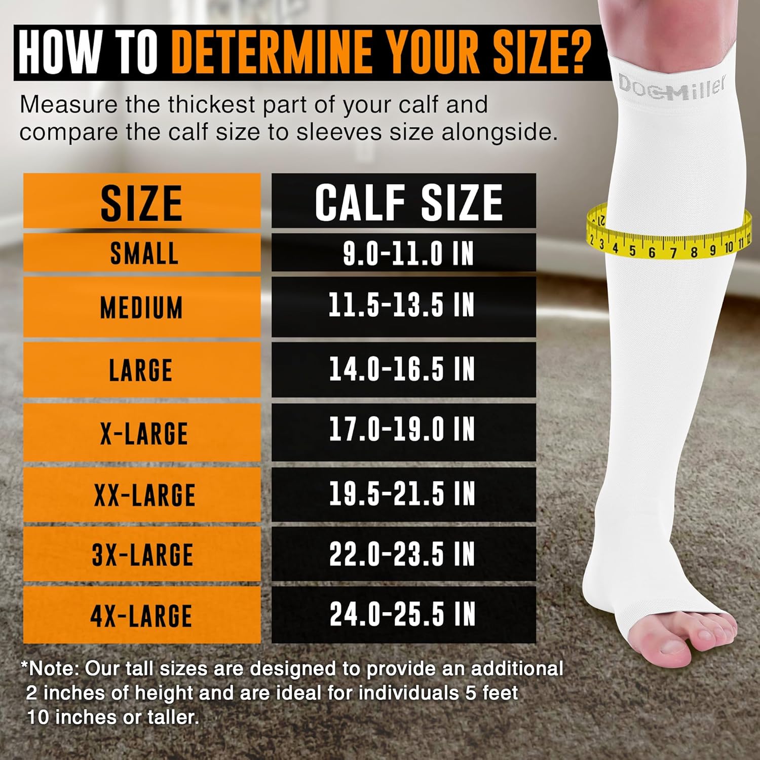 Doc Miller, Open Toe Compression Socks, 8-15 mmHg, Toeless, Support Circulation, Shin Splints, Calf Recovery, Varicose Veins, Knee High, Medical Grade, White Socks, Medium Size for Men & Women, Pair - Image 3