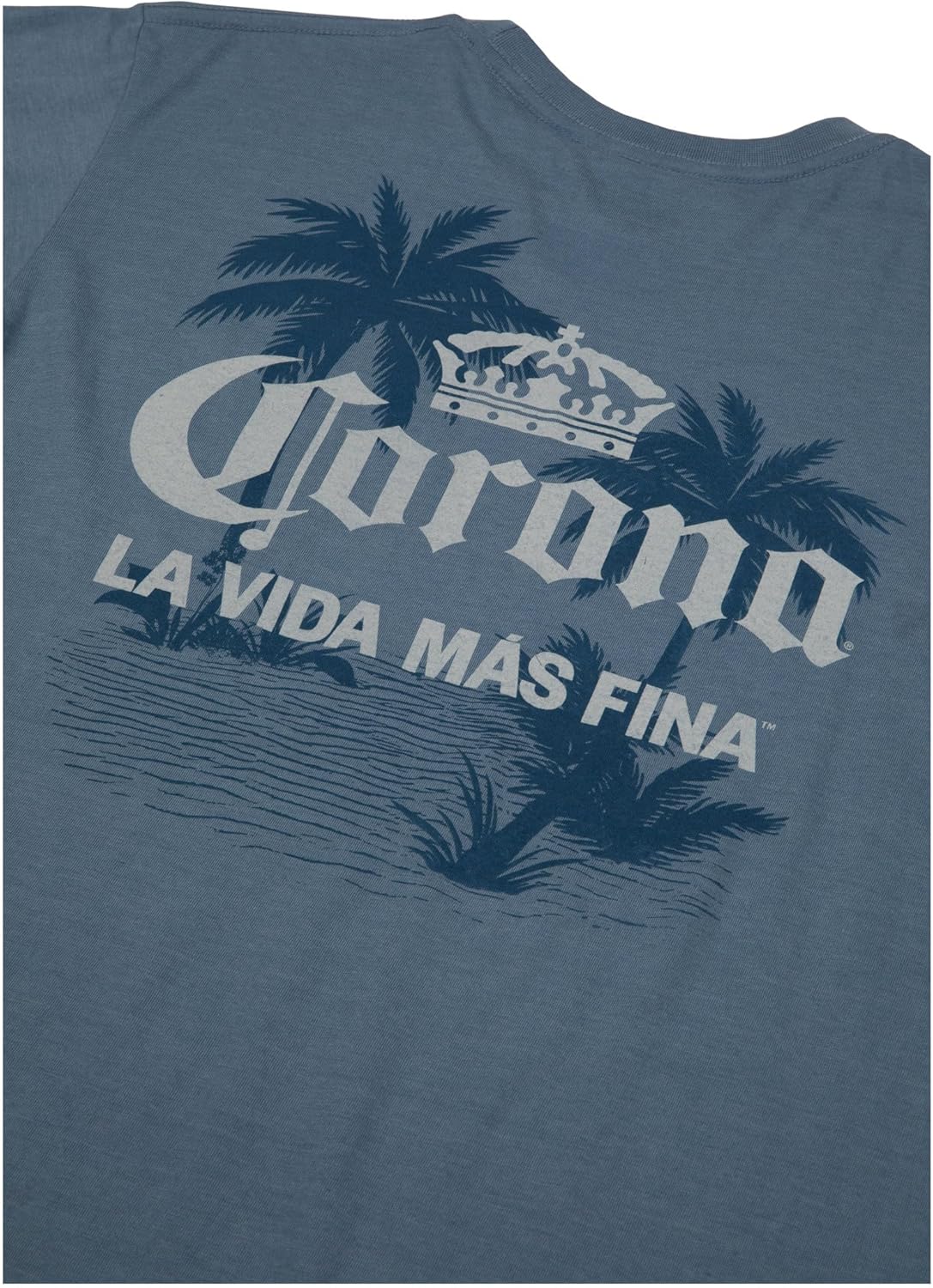 Corona Extra La Vida Mas Fina Palm Trees Front and Back Print T-Shirt