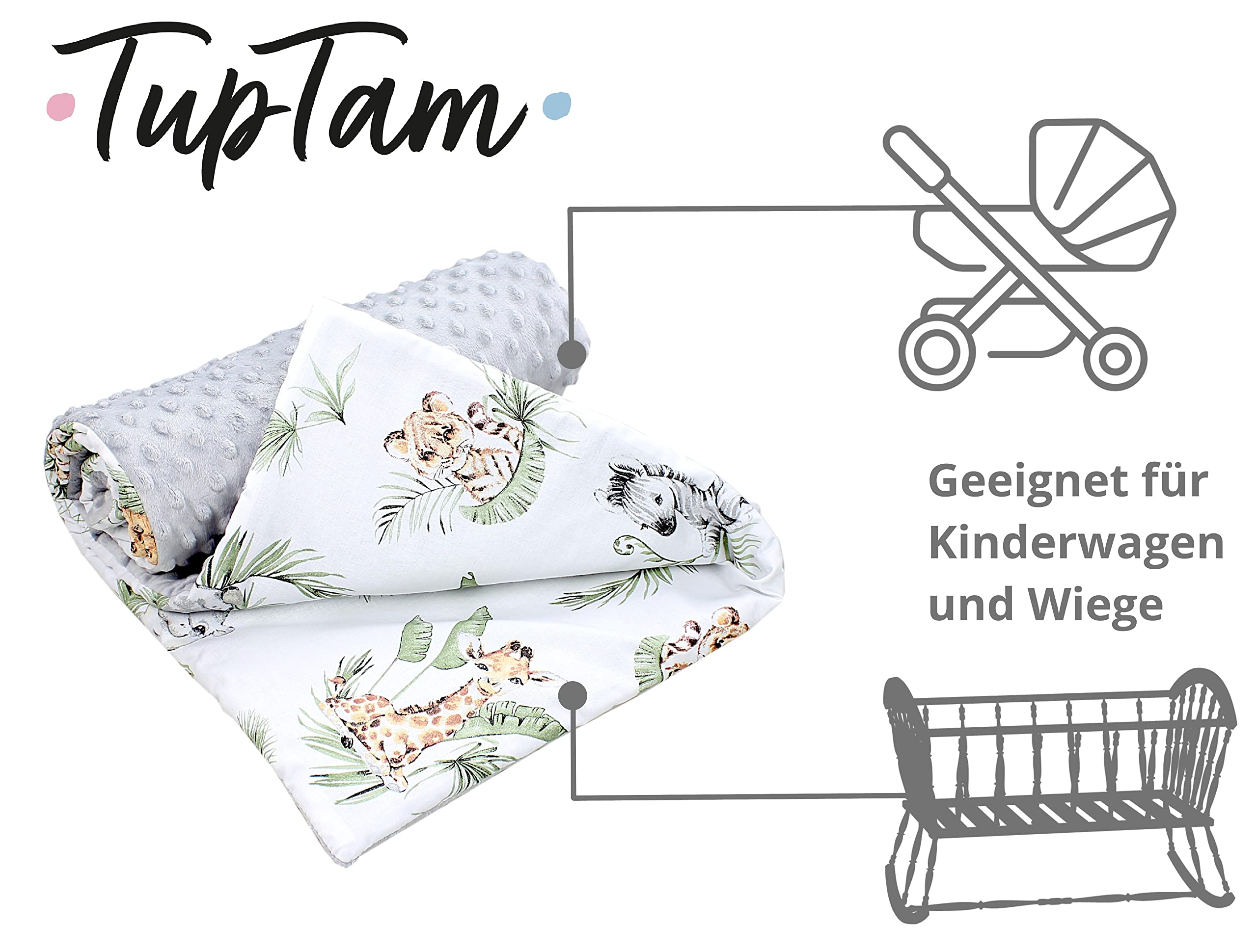 TupTam Couverture de Bébé 85 x 85 cm pour Siège Auto Buggy Coque Universelle Minky Coton