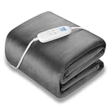 Electric Heated Blanket Queen Size 84" x 90" | 6 Heating Levels & 8h Auto Timer | Full Body Fast Heating and Ultra Soft Flannel, Machine Washable Bed Sofa Home Office Use, Grey