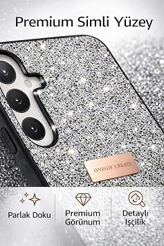Coverzone iPhone 17 Pro Max ile Uyumlu Parlak Simli Telefon Bright Kılıfı Boncuk İşlemeli Şık Tasarım Darbe Emici Kenarlar Tam Koruma Sağlayan Kaymaz Kapak Pembe