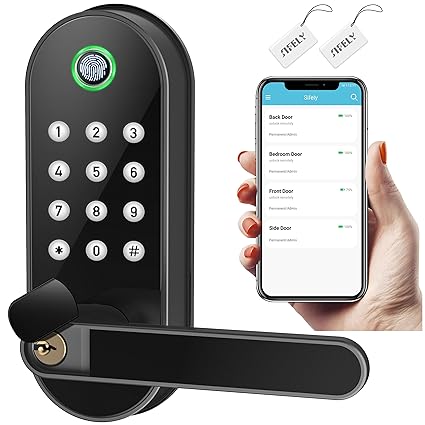 Smart Lock, Keyless Entry Door Lock, Smart Door Lock, Smart Lock for Front Door, Keyless Door Lock, Fingerprint Door Lock, Biometric Door Lock, Keypad Door Lock, Digital Door Lock (Black)