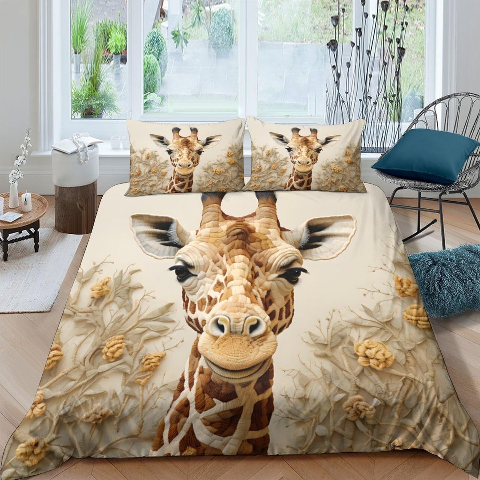 Ctjqhvkz Style-6 3D Printed Giraffe Safari Fitted Sheet Microfiber Soft Beige Bed Cover For Bedroom Dorm Mattress Protection Decor Single（135X200cm）