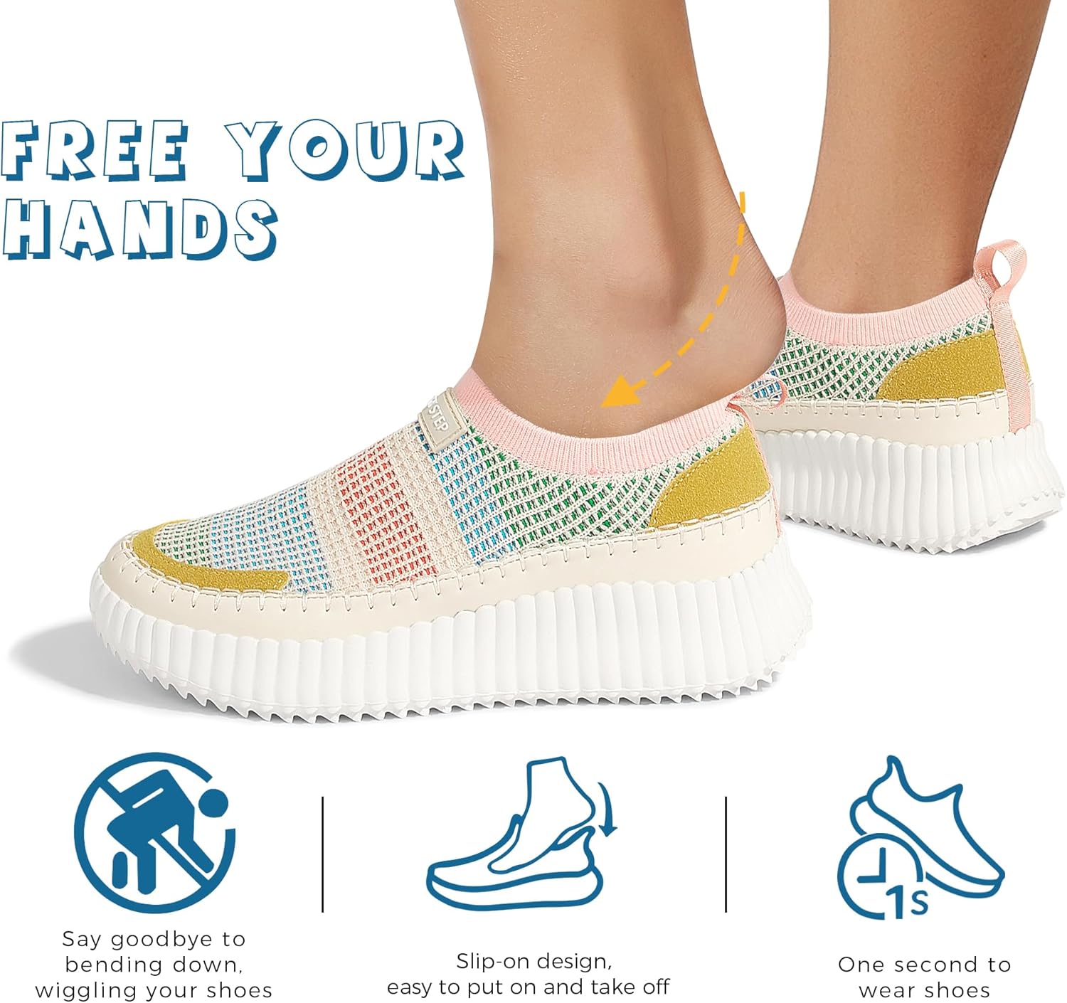 LUCKY STEP Platform Sneakers for Women Slip on Knit Chunky Fashion Casual Retro Braided Tennis Lightweight Walking Shoes - Image 6