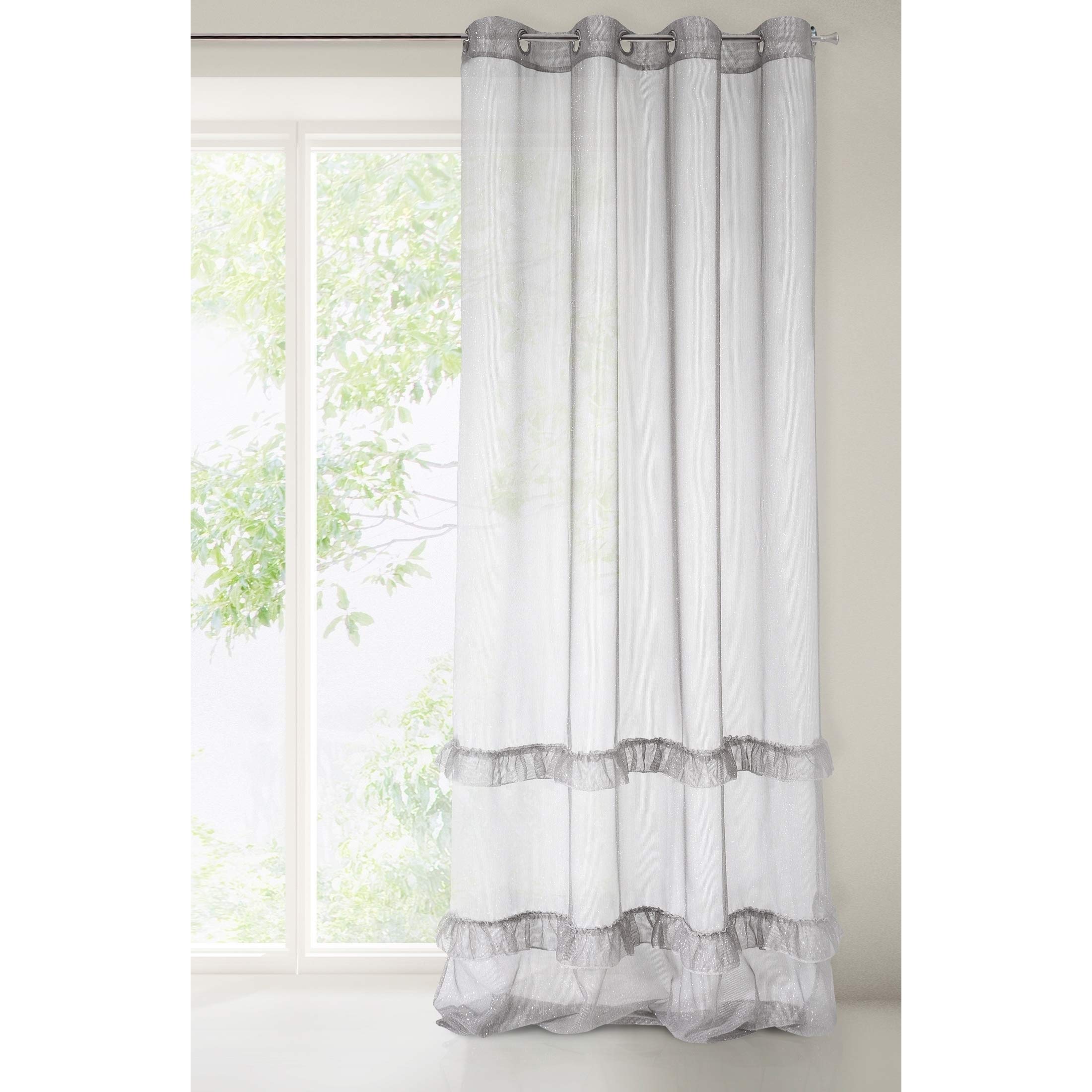 Eurofirany Amanda Tenda a Rete con Occhielli - 1 Pezzo. Tenda Semitrasparente, Tendaggi, Decorazioni per Interni di Soggiorno, Camera da Letto e Cucina, 140x250 cm, Crema