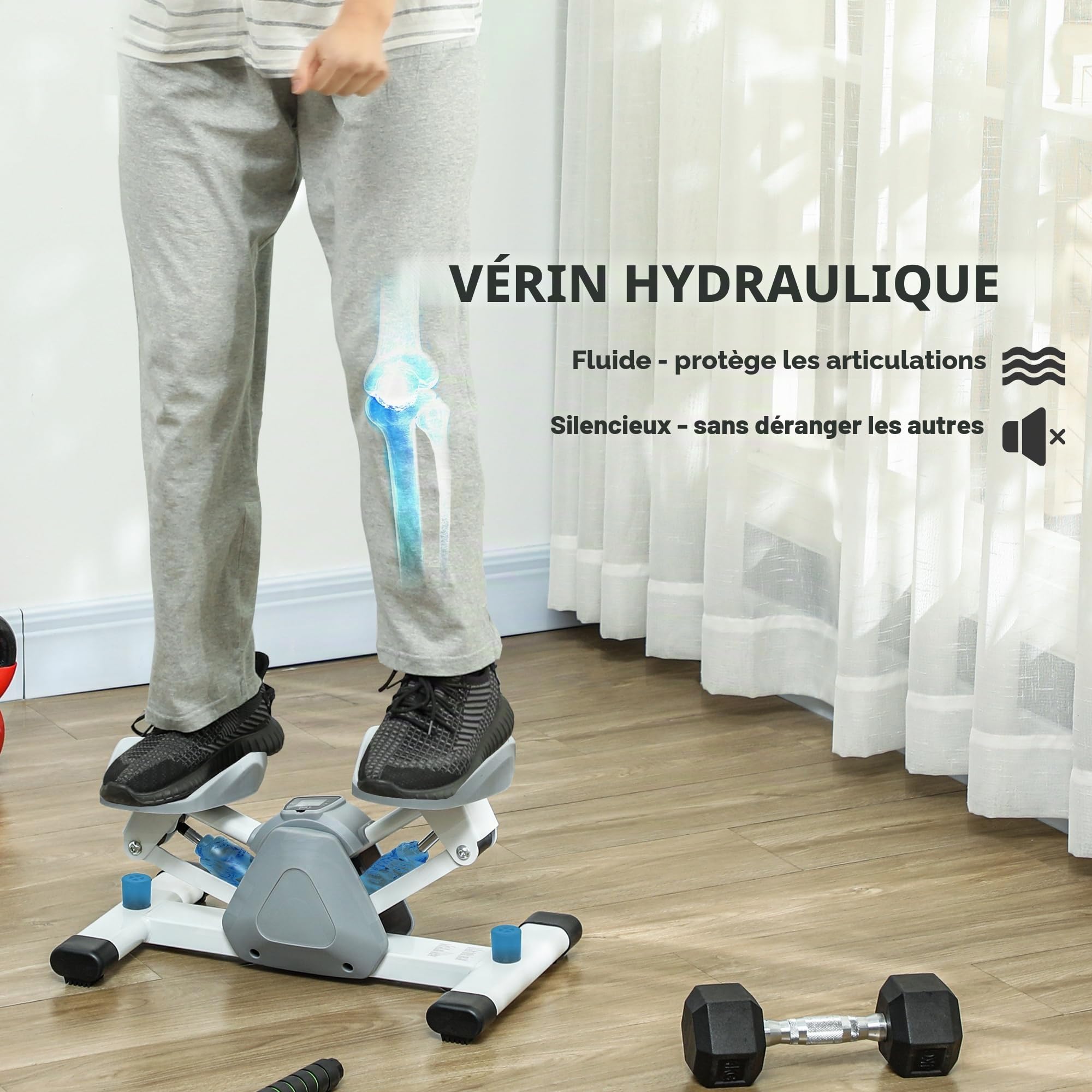 SPORTNOW Mini Stepper pour Domicile avec Écran LCD Gris