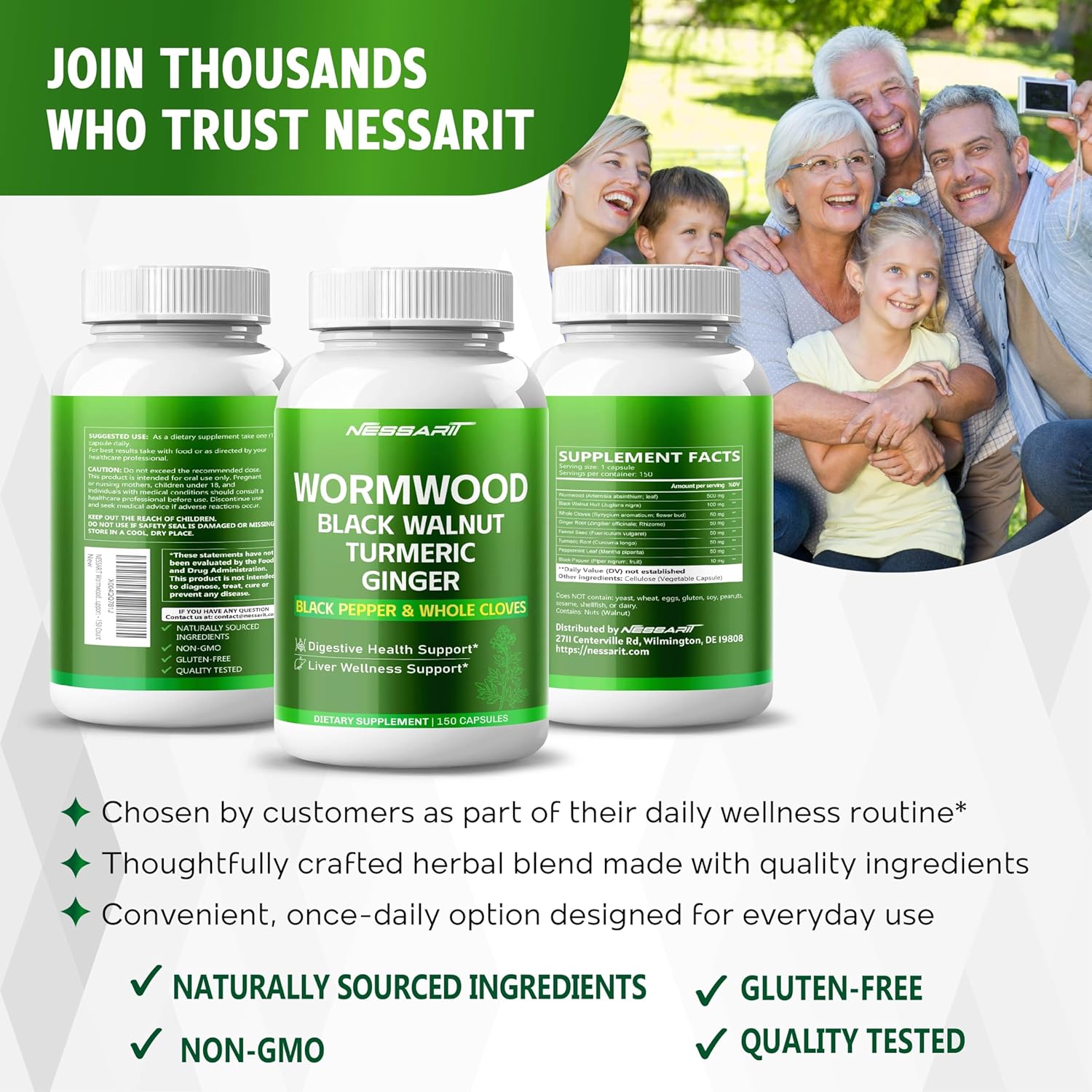 Wormwood 8,700 mg – High Potency with Black Walnut, Berberine, Whole Cloves, and Ginger – Digestive Health Support – 150 Count - Image 8