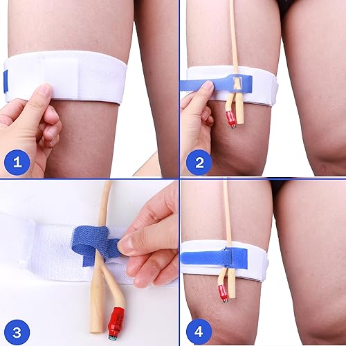 Miniatura 4 de Paquete de 2 correas de catéter para piernas, soporte para piernas urinarias, soportes para tubo de drenaje, correas para bolsa, dispositivo de