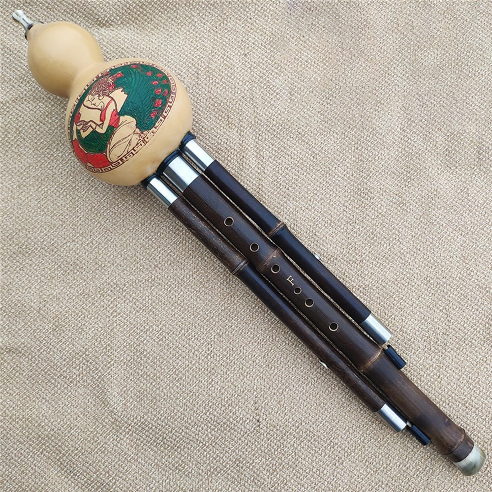 Chinesischer Ethnischer Bambus-Hulusi-Student Für Erwachsene, Der Hulusi-Flöteninstrument Mit Koffer Spielt Professional Hulusi (Color : 02, Size : F key)