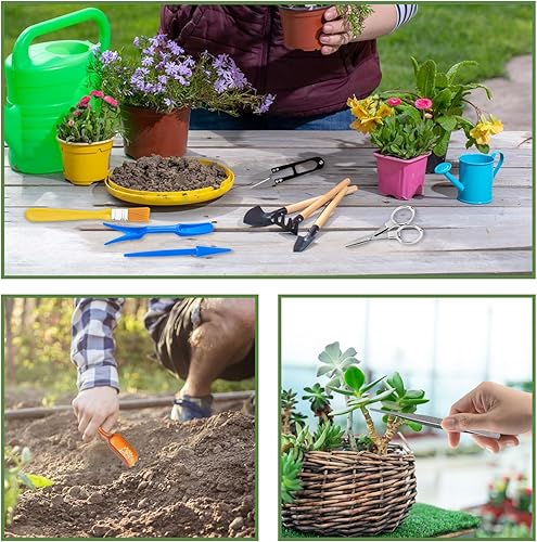 Miniatura 3 de Andiker Mini juego de herramientas de jardín, 12 piezas de herramientas de mano de jardinería portátiles, juego de múltiples herramientas para