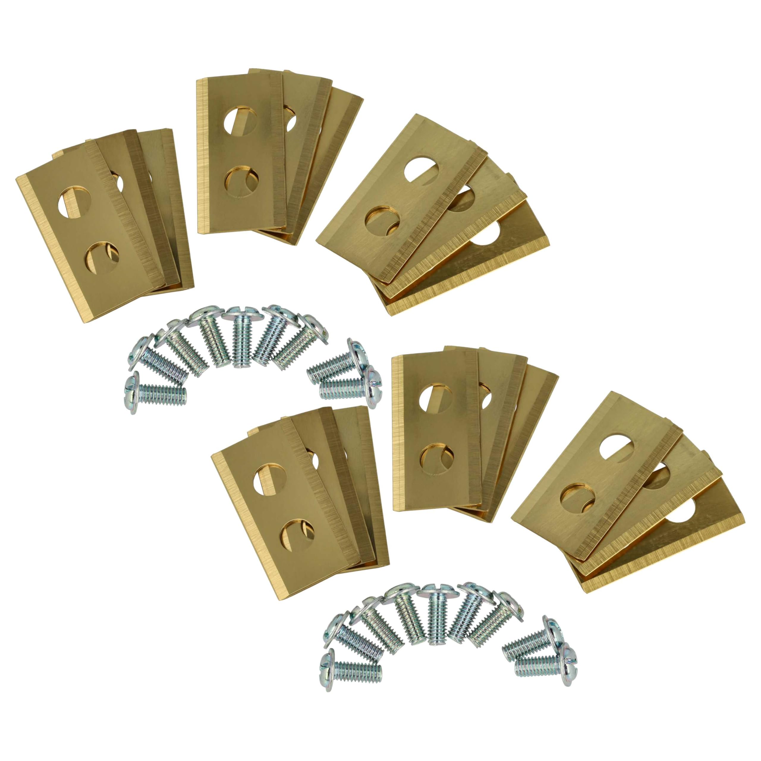 vhbw 18x Replacement Blade Compatible with Kress Mission KR113, KR121E, KR120E, KR122E Cordless Lawnmower - Cutter Blades, Goldsteel (Titan Coating)