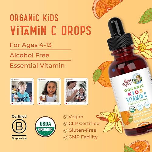 Miniatura 8 de MaryRuth's - Gotas de vitamina C orgánicas para niños, suplemento vegano de vitamina C para edades de 4 a 13 años, apoyo inmunológico y salud