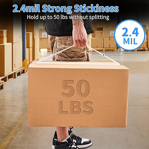 Miniatura 6 de JARLINK Cinta de embalaje silenciosa transparente sin ruido (18 rollos), cinta de embalaje resistente para embalaje de envío, sellado en movimiento,