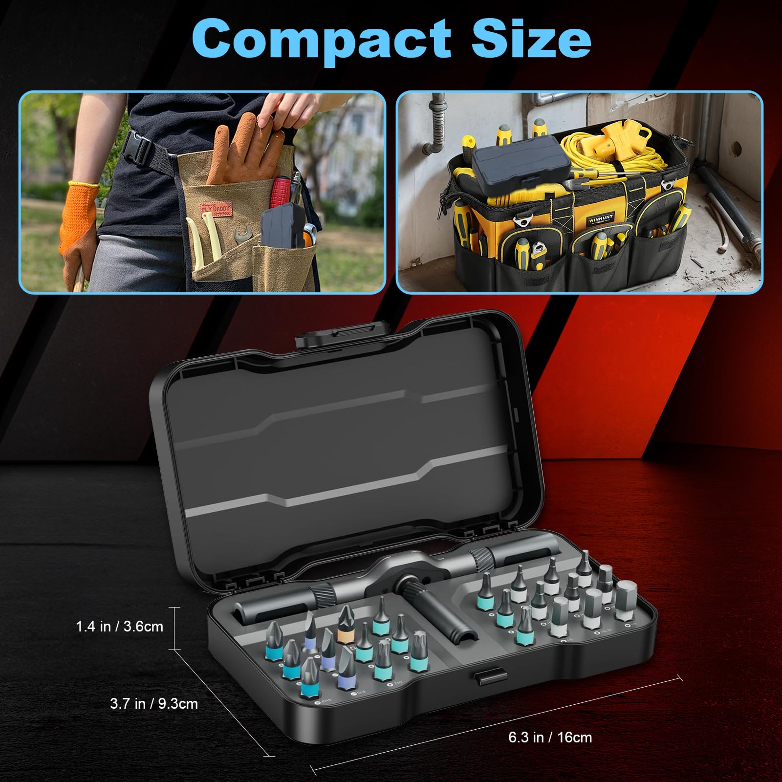 Set di cacciaviti magnetici 24 in 1, set di cacciaviti a cricchetto fai da te per computer mobili, nero