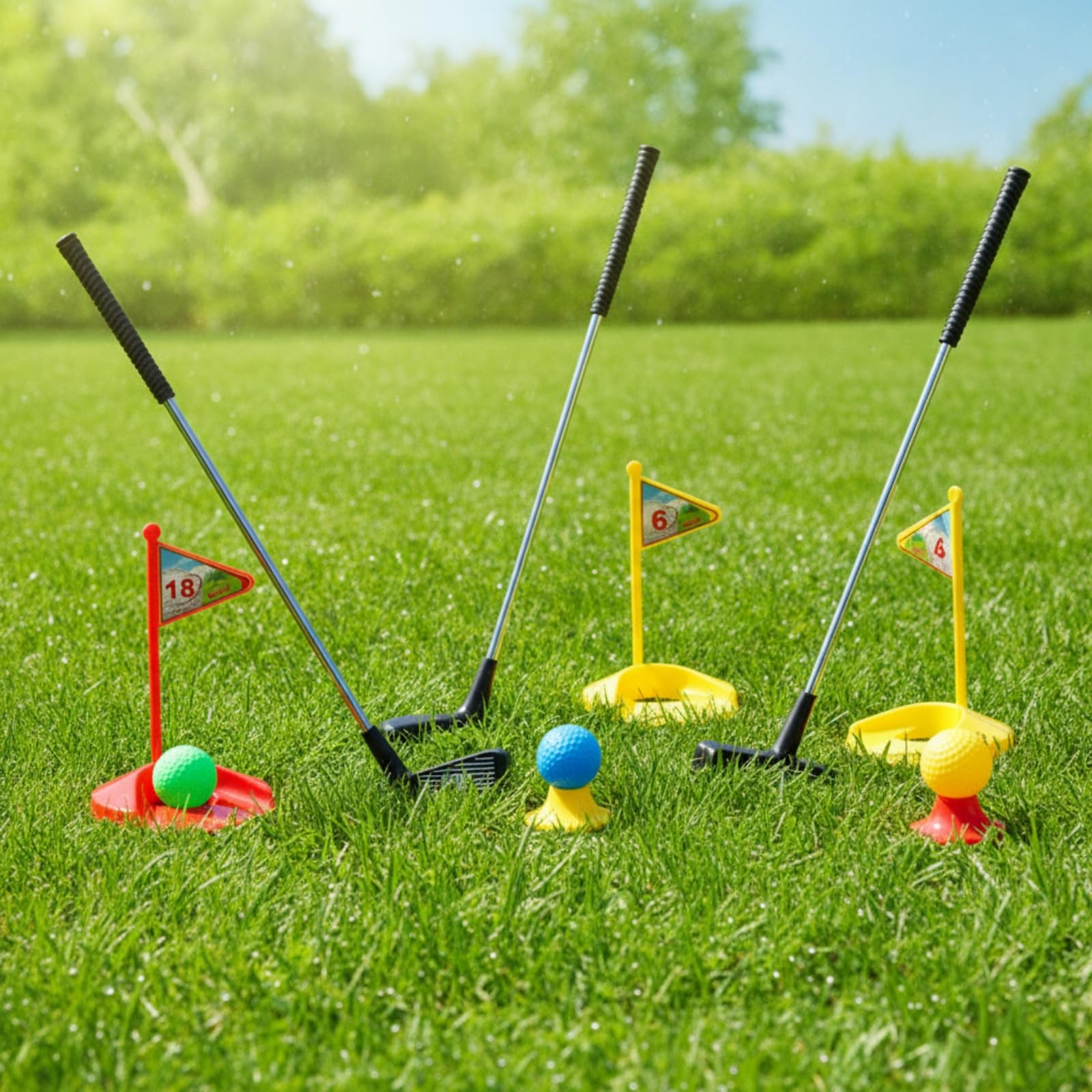 MagiDeal Children Golf Equipment para Niños Juguete Putter Palos Bolas con Ejes Metálicos y Cabezas Moldeadas Fácil de y Montar Adecuado para Salón de Juegos Patio Preescolar