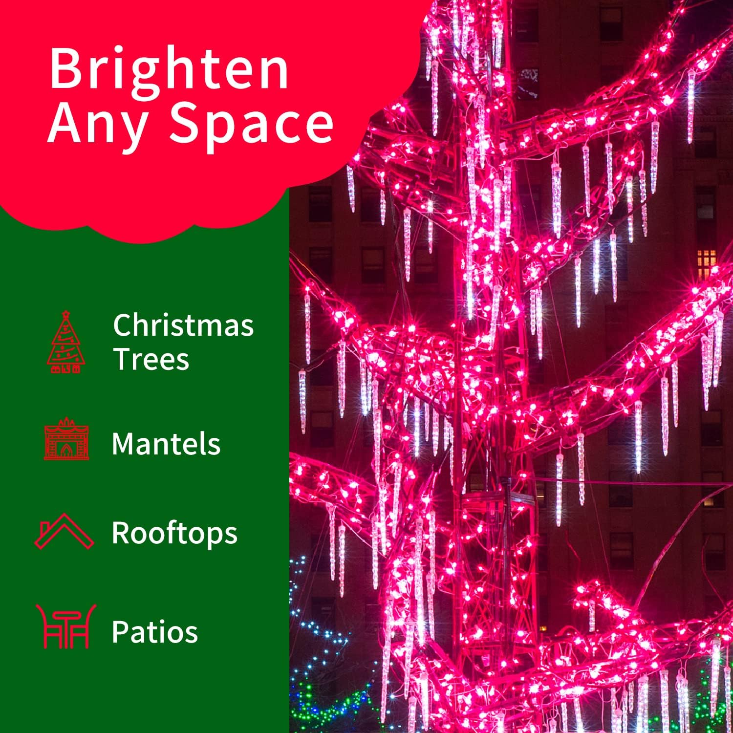 Ultra-Bright Connects End to End Pink Christmas Mini Light 300L 63.8Ft(2Sets-Each 150L)UL Listed Incandescent Bulb String Light for Indoor Outdoor Holiday Garden Party Christmas Tree Decor