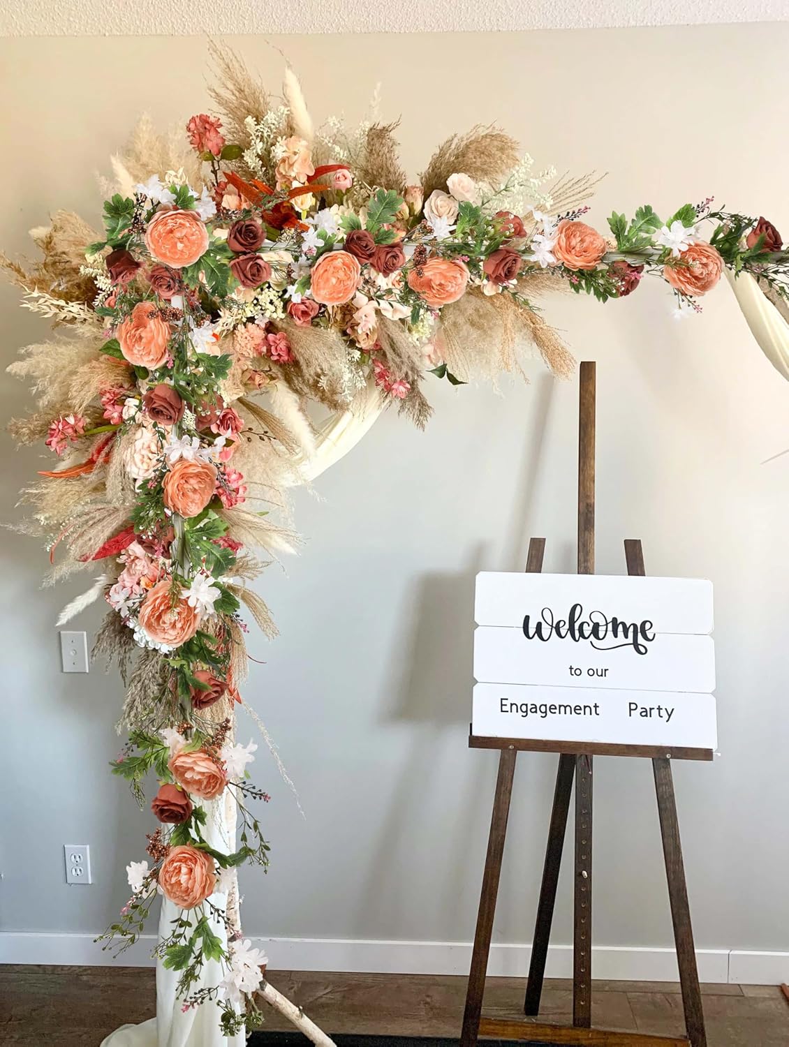 2 Pack Artificial Peony Flower Garland - 6ft Silk Peony Garland Flower Vine Silk Roses Flowers for Wedding Arch Party Table Decor (Orange)