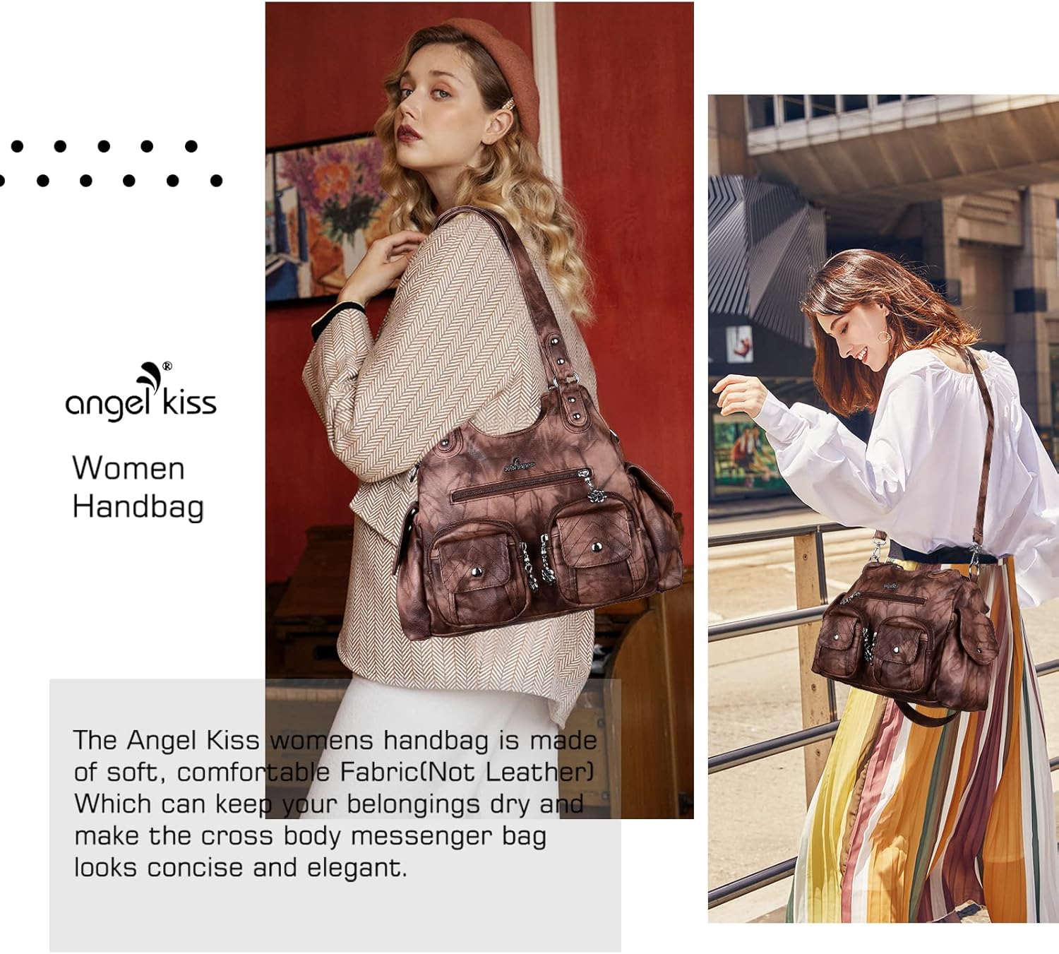 Angel Kiss Purses for Women Hobo Bag Soft PU Leather Shoulder Bag for Women