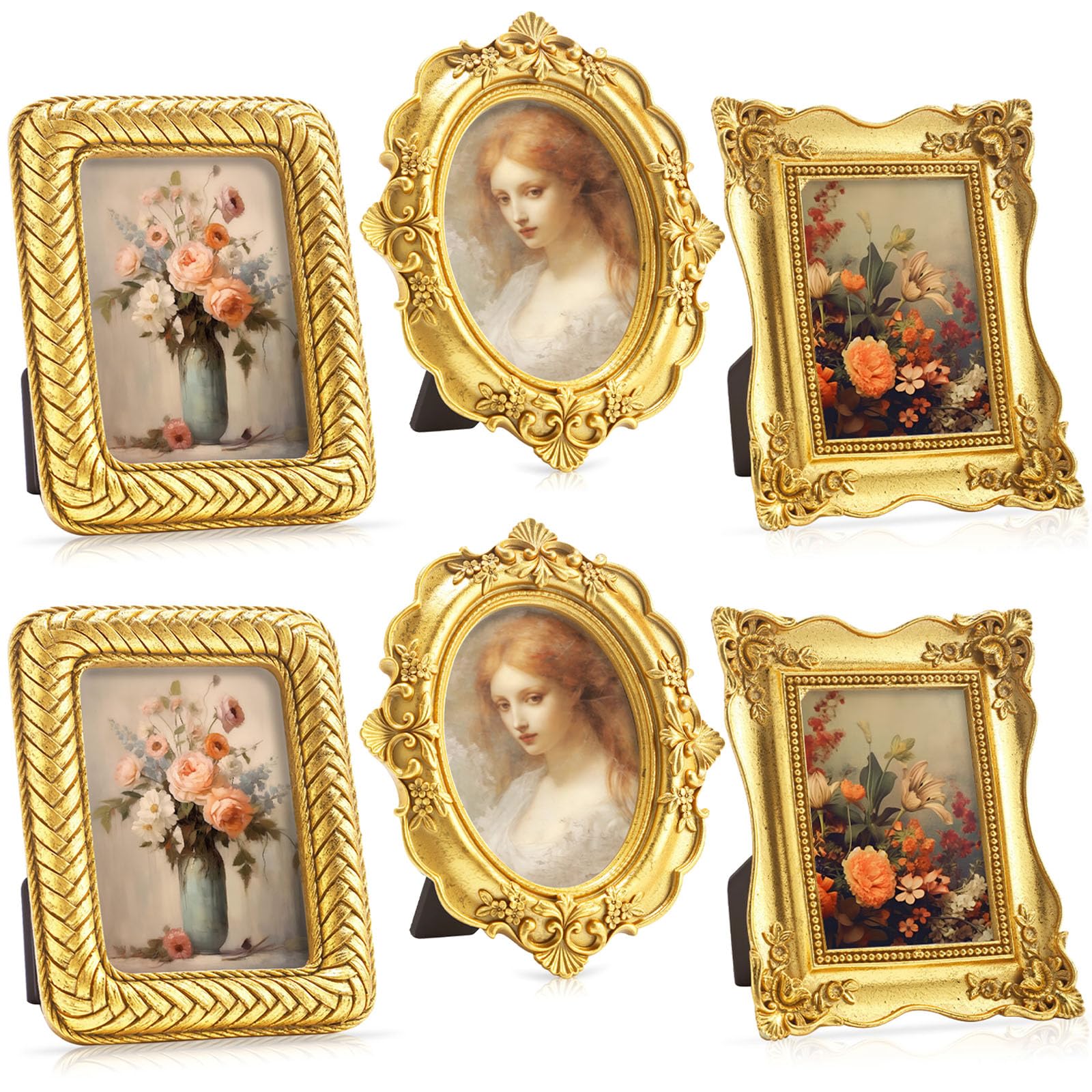 Amazon.com - Beeveer 6 Pcs Vintage Small Gold Picture Frames