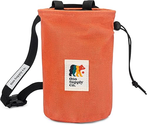 Miniatura 4 de Bolsa de tiza de lona encerada para escalada en roca, cubo de tiza para escalada en roca con cinturón, impermeable, bolsillo con cremallera - Equipo