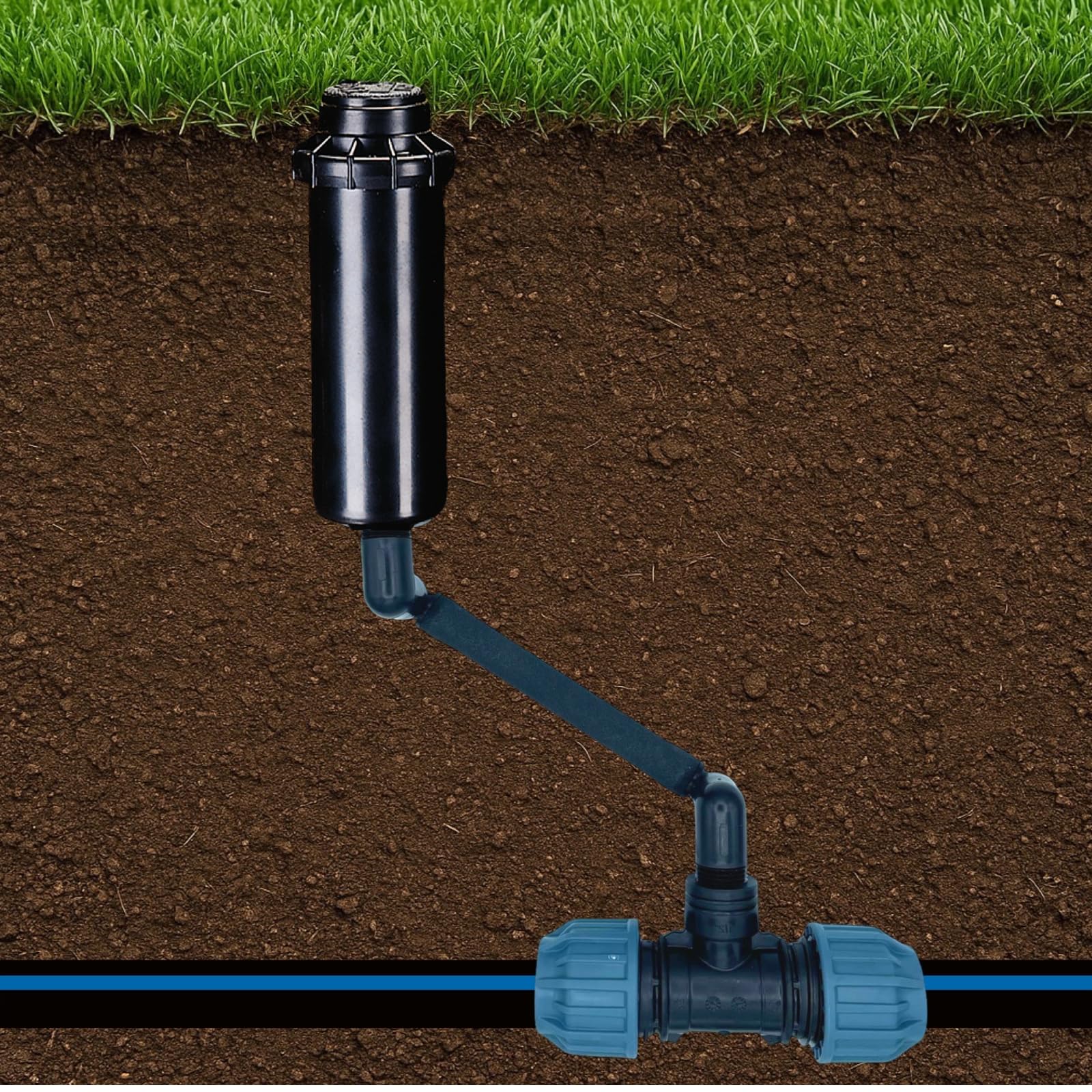 Hunter Bewässerungsset für Garten & Rasen – 100–200 m² – Komplettset zur unterirdischen Rasenbewässerung mit Hunter Regnern (100 m²)