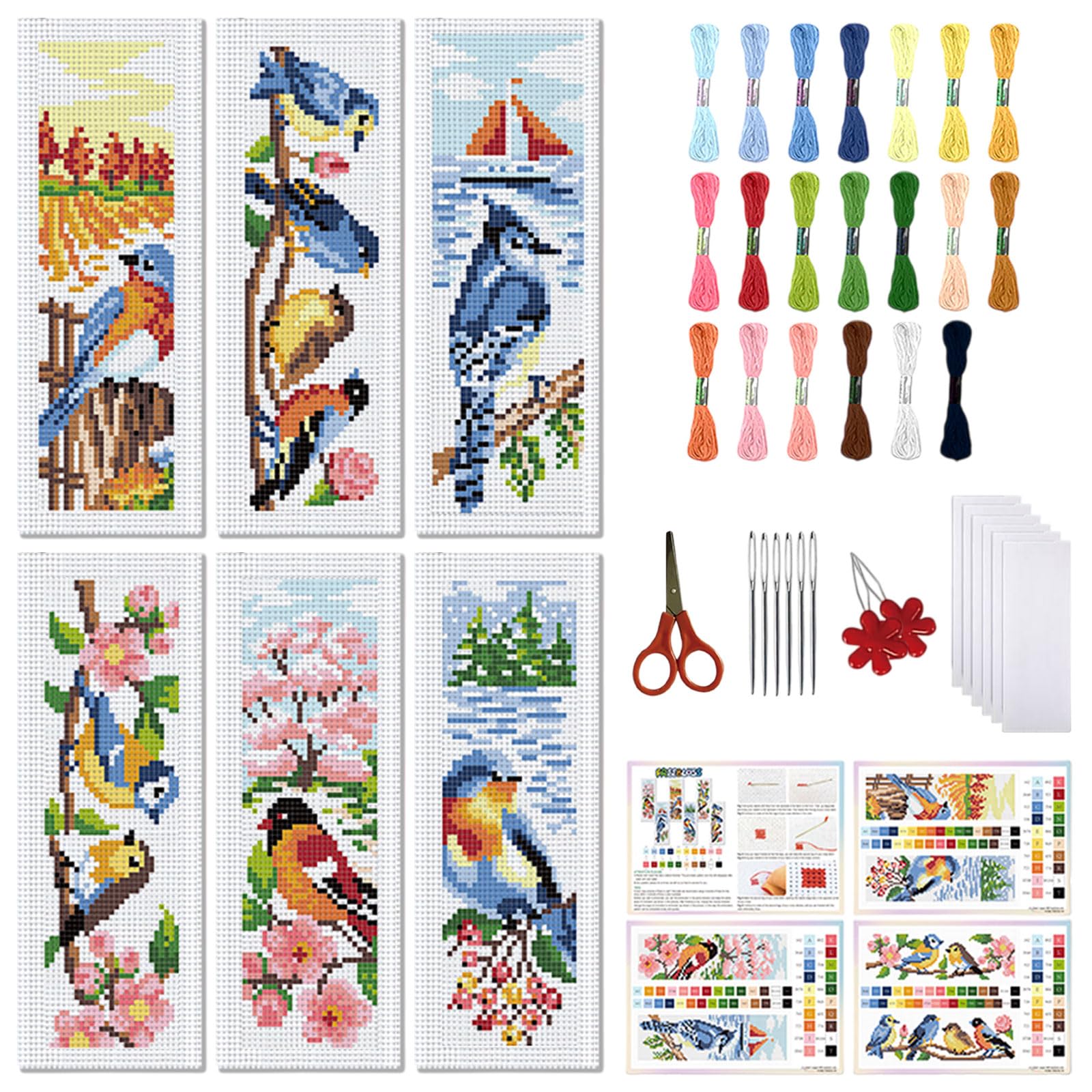 Marque-pages Point De Croix Kit 6 Débutants - Motifs Vintage Avec Instructions Et Fournitures Marque-pages Broderie DIY