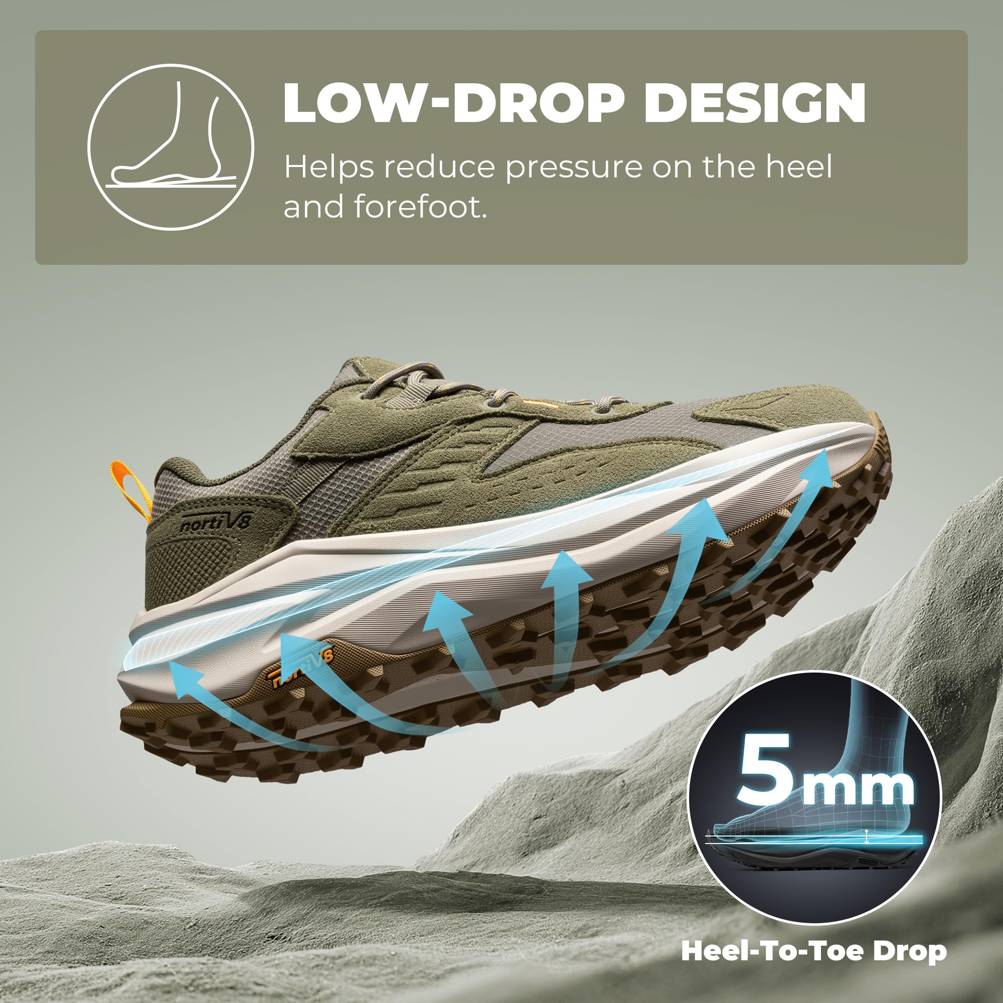 NORTIV 8 Botas Trekking Hombres Punta Ancha Impermeables Montaña Ligeros