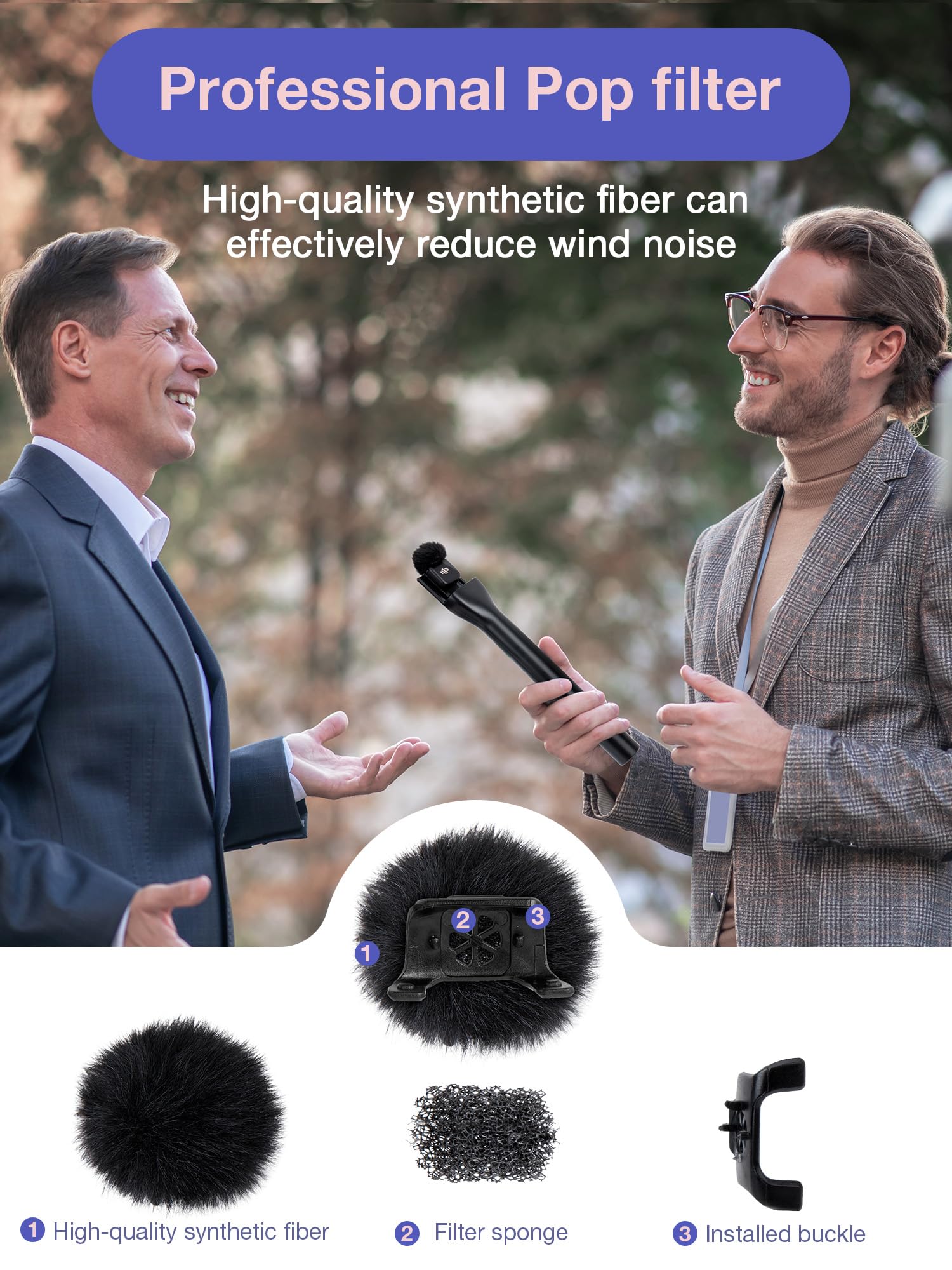 YOUSHARES DJI Mini Mic Wind Muff - 2 Packs Mic Windshield for DJI Mic Mini Wireless Lavalier Microphone to Reduce Wind Noise(Black) - Image 2
