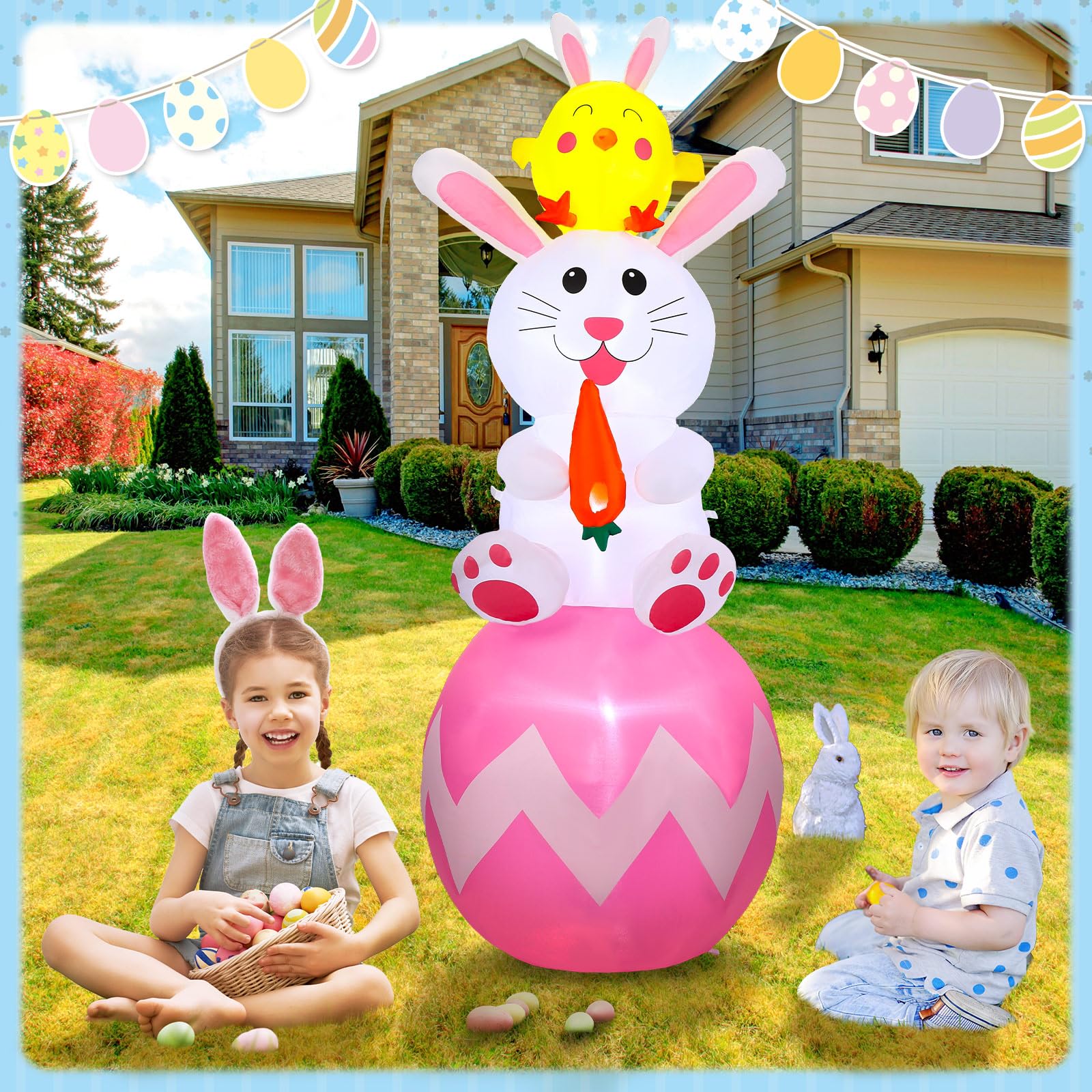 Glimin 59FT Easter Inflatables Yard Decorations Blow Up