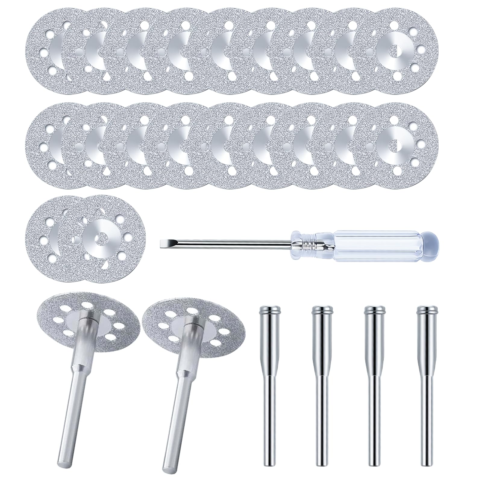 BieMian 20 Pcs 22mm Diamond Cutting Wheel Cut Off Discs, for Dremel Diamond Cutting Discs for Dremel Rotary Tool, for Stone Glass Cutting Disks, with 4 Pcs 3mm Mandrel