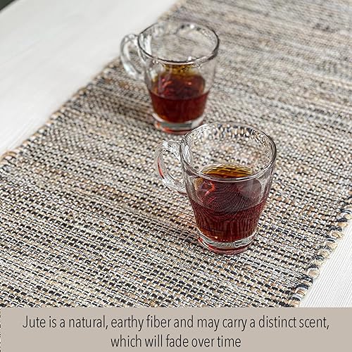 Miniatura 2 de Chardin home Camino de mesa de yute natural  13 x 72 pulgadas. Camino de mesa rústico de granja  Colores del camino de mesa, yute natural y grises.